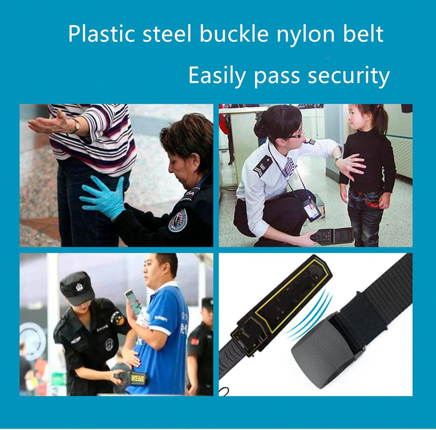 Mens Belt, Camouflage Tactical Military Nylon Webbing Belt with Metal-free Buckle, 2 Pack