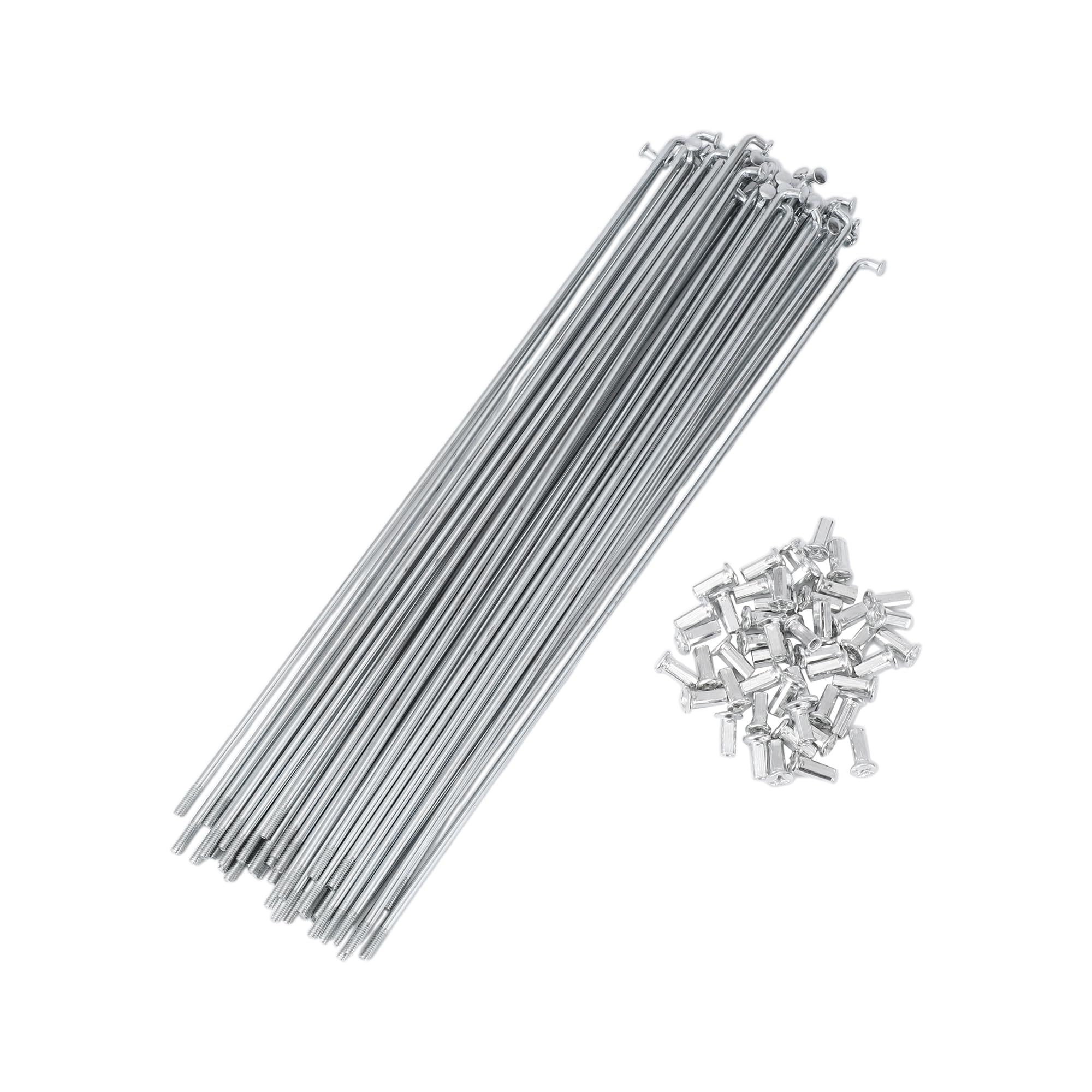 X AUTOHAUX 48 Set 10G Bicycle Spokes 275mm Bike Wheel Spokes Carbon Steel Galvanized Silver Tone