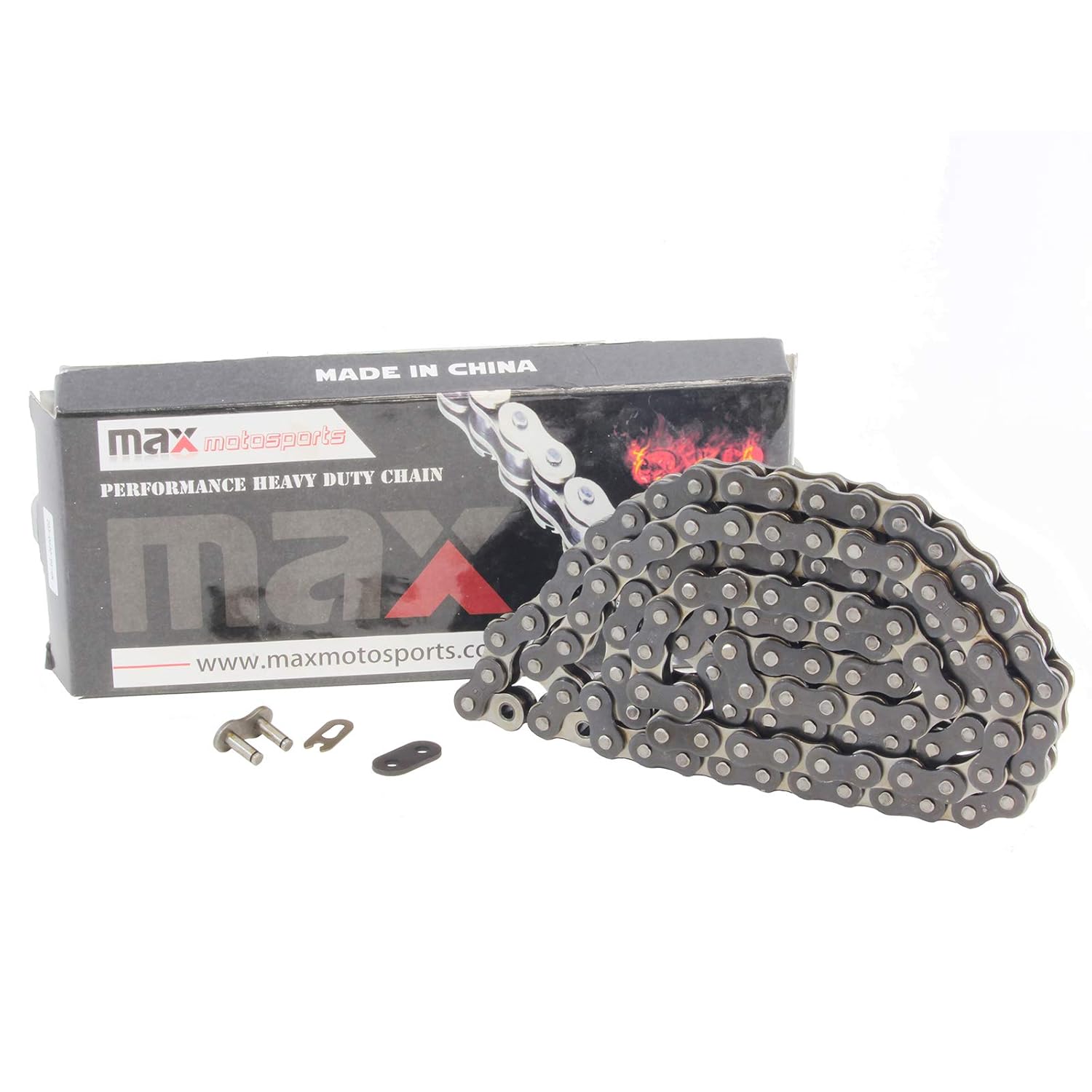 Max Motosports 428 Pitch 122 Links 428x122 Drive Chain Replacement for Yamaha TW200 TTR125 Trailway Kawasaki KLX140 Suzuki RM85 (Black)