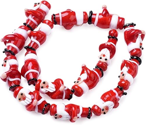 Vista 26 de 1 hebra/25 cuentas de cristal de Navidad 3D hechas a mano para Navidad, joyería temática de Navidad, collares, aretes, llaveros, fabricación y Guante