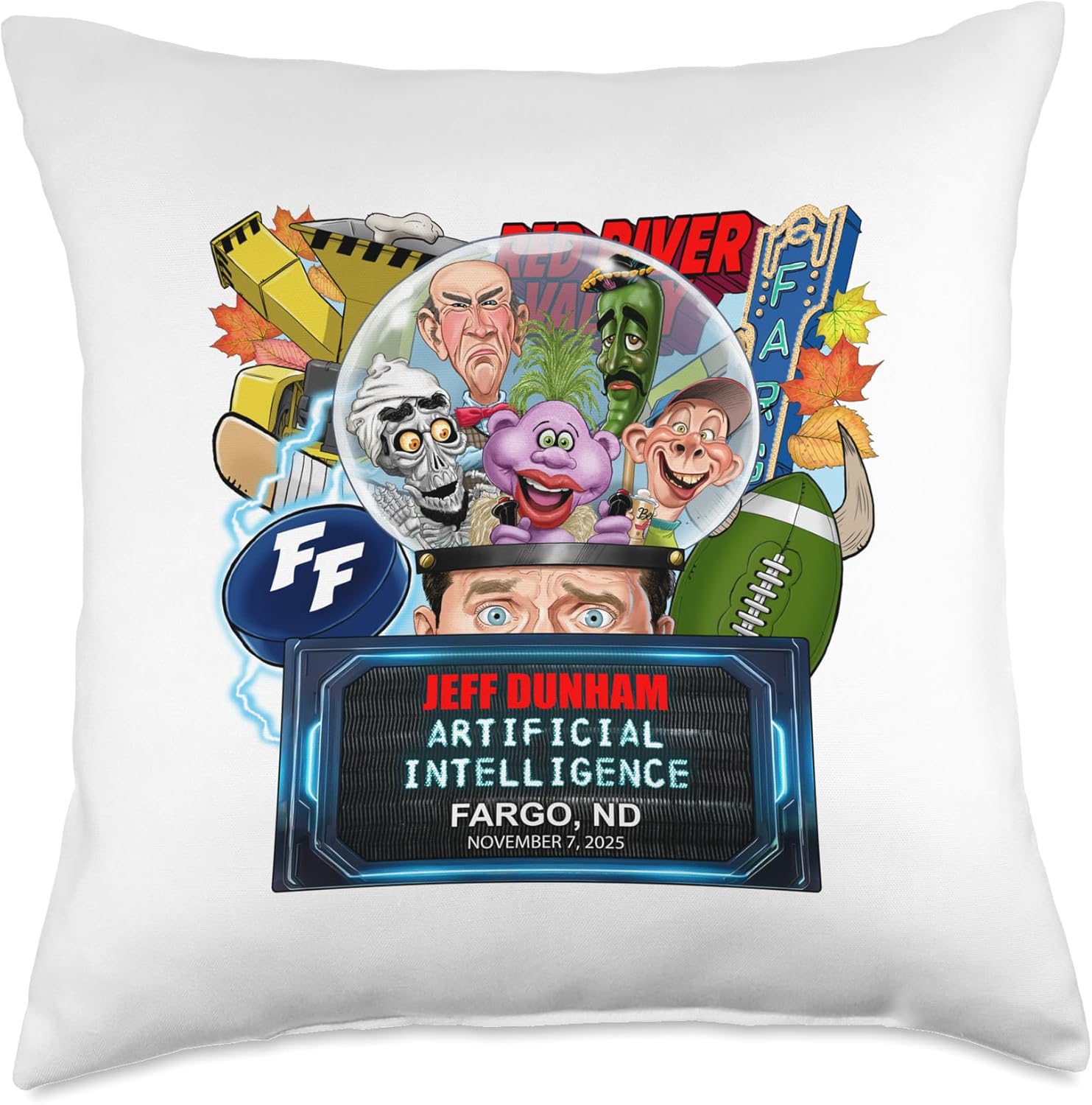 Jeff Dunham Fargo, ND (2025) Throw Pillow