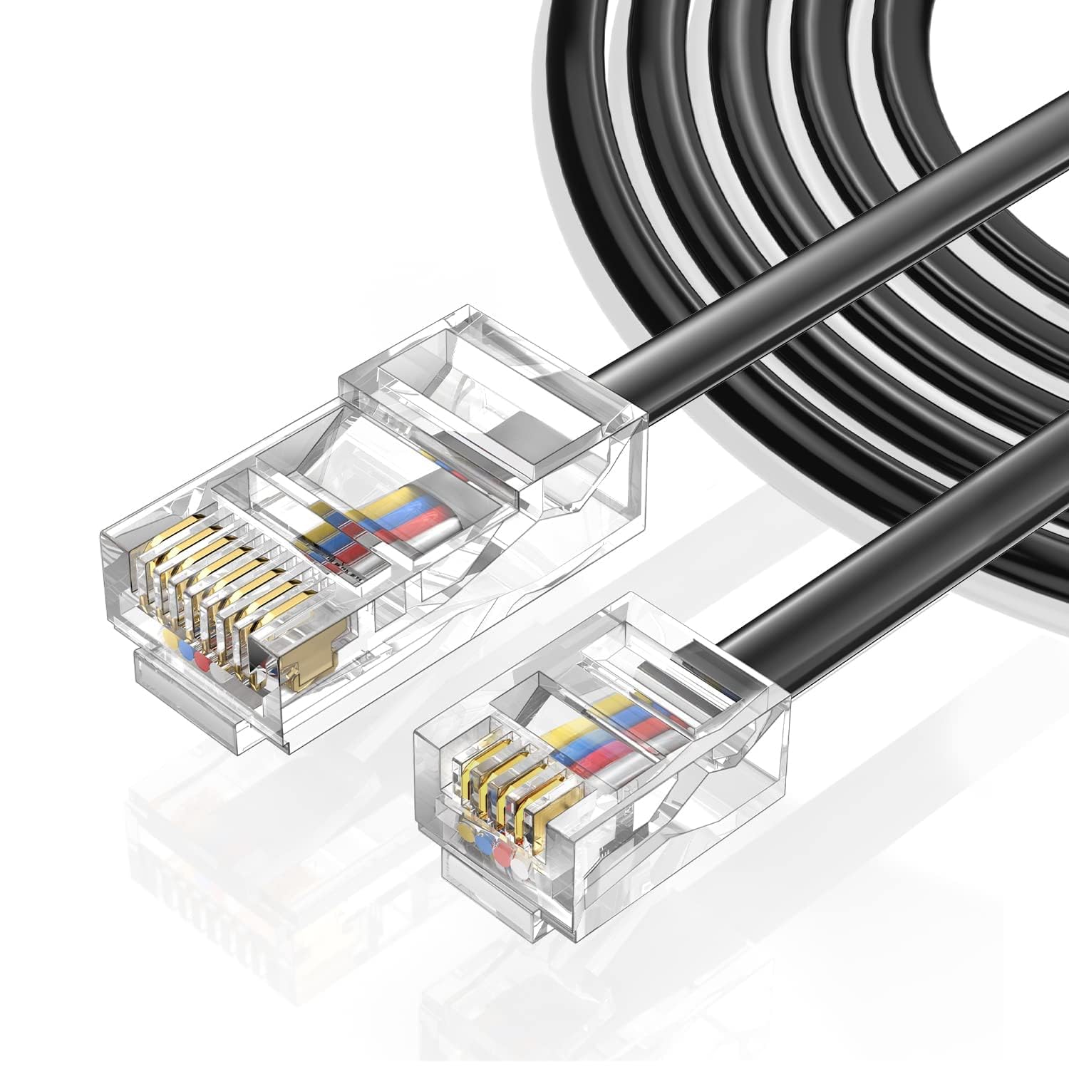 Vthahaby Telephone line(3 Pack 10 FT) RJ45 to RJ11 Adapter Converter Cable 6ft RJ45 8P4C Male to RJ11 6P4C Male for Landline Telephone Service for Extending, Connecting for Fax or Answering Machine