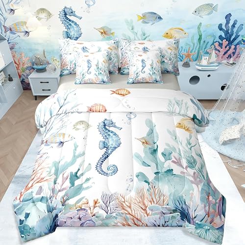 Erosebridal Teal Beach Bedding Sets Kids Blue Ocean Comforte
