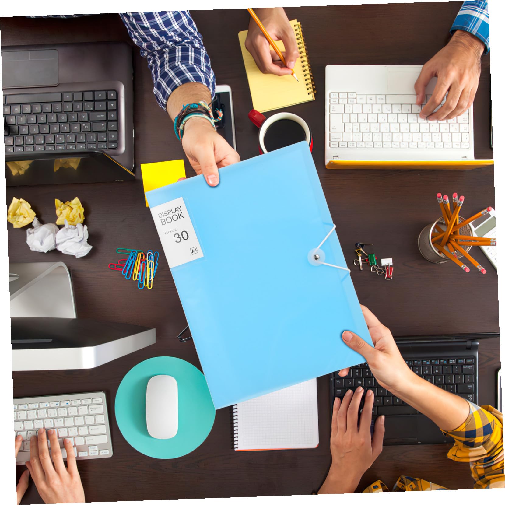 Gatuida 5 Pezzi Portfolio Folder con Trasparenti e Adesivi Portadocumenti Rigide per Organizzazione Documenti Presentazioni e Certificati Include Custodia Sicura con Elastico Colori