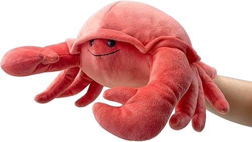 Marioneta de cangrejo de mano, marioneta de cangrejo de 13 pulgadas para niños, marioneta de peluche realista, marioneta de cangrejo con boca