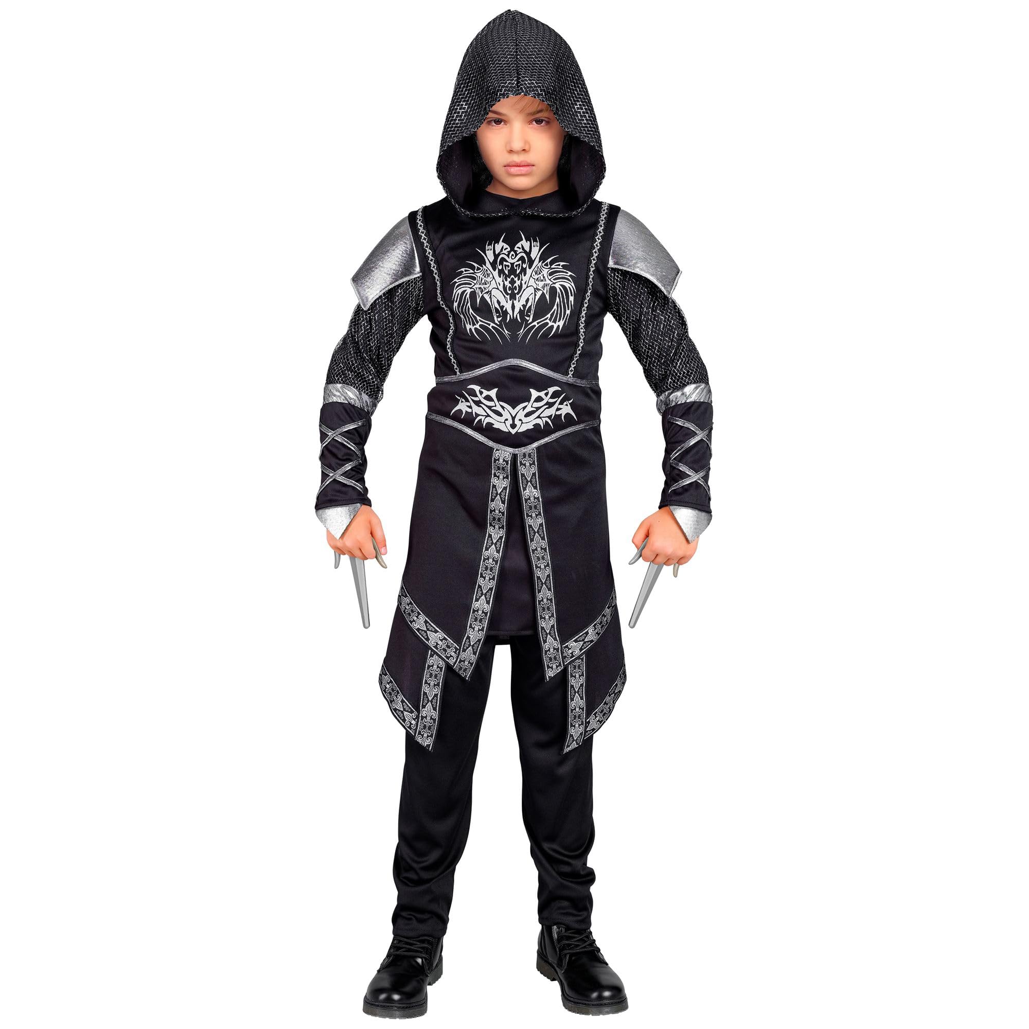W WIDMANN MILANO Party Fashion - Dark Knight Costume for Children, Medieval, Dark, Gothic, Carnival, Halloween, Theme Parties