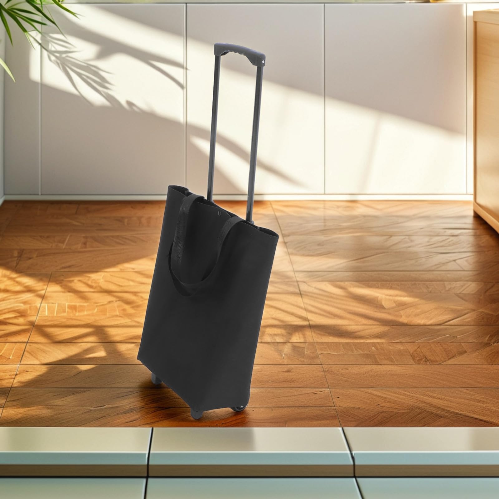 Cact - Carrito plegable con ruedas pequeñas, acero al carbono y tela, ideal para transportar artículos de la casa y la casa, color negro