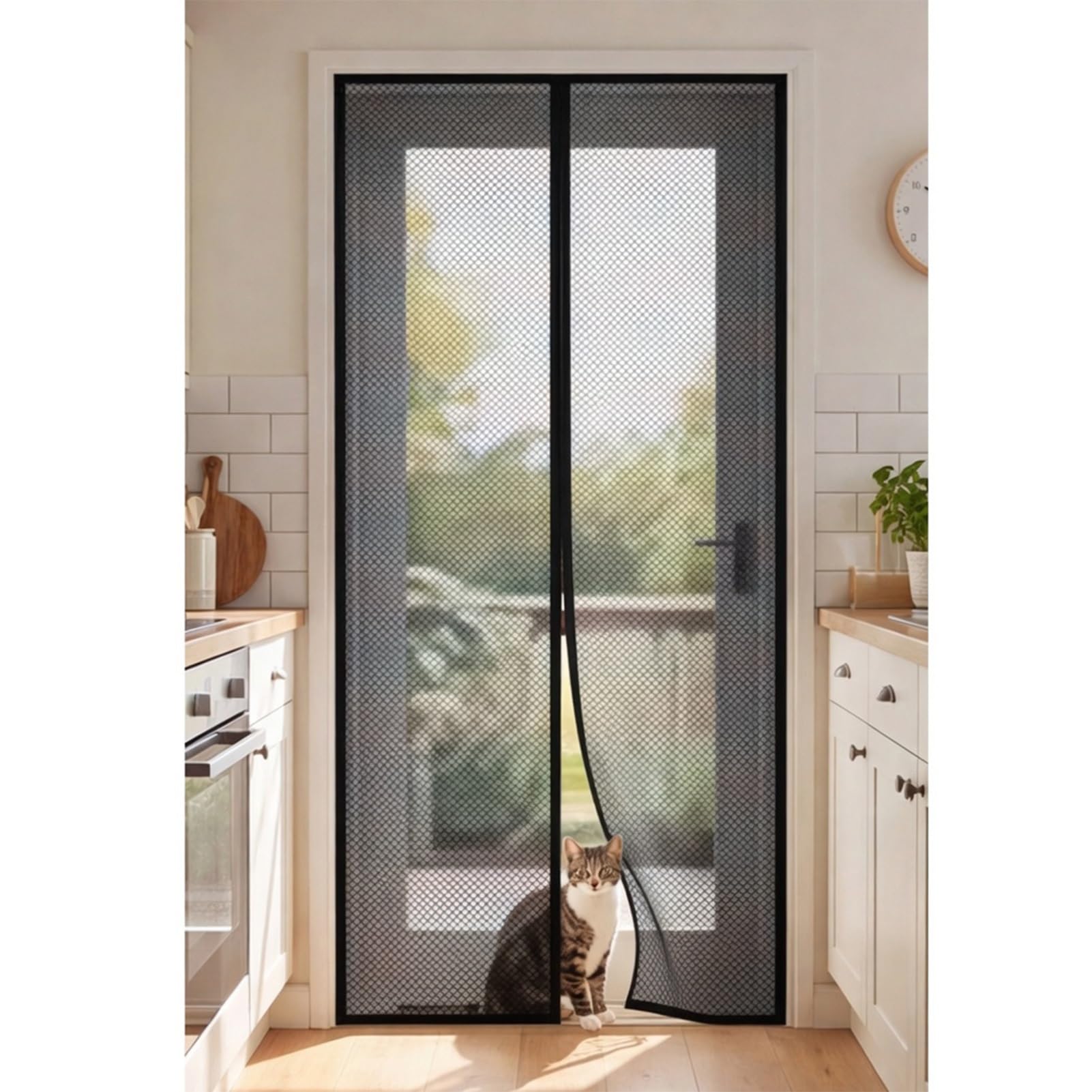 Goutui Black Magnetic Screen Door 145 X 193 Cm Frame Hook & Loop Hundreds Of Sizes Fly Curtains Keep Bugs Out & Lets Fresh Air In Easy To Install Without Drilling,