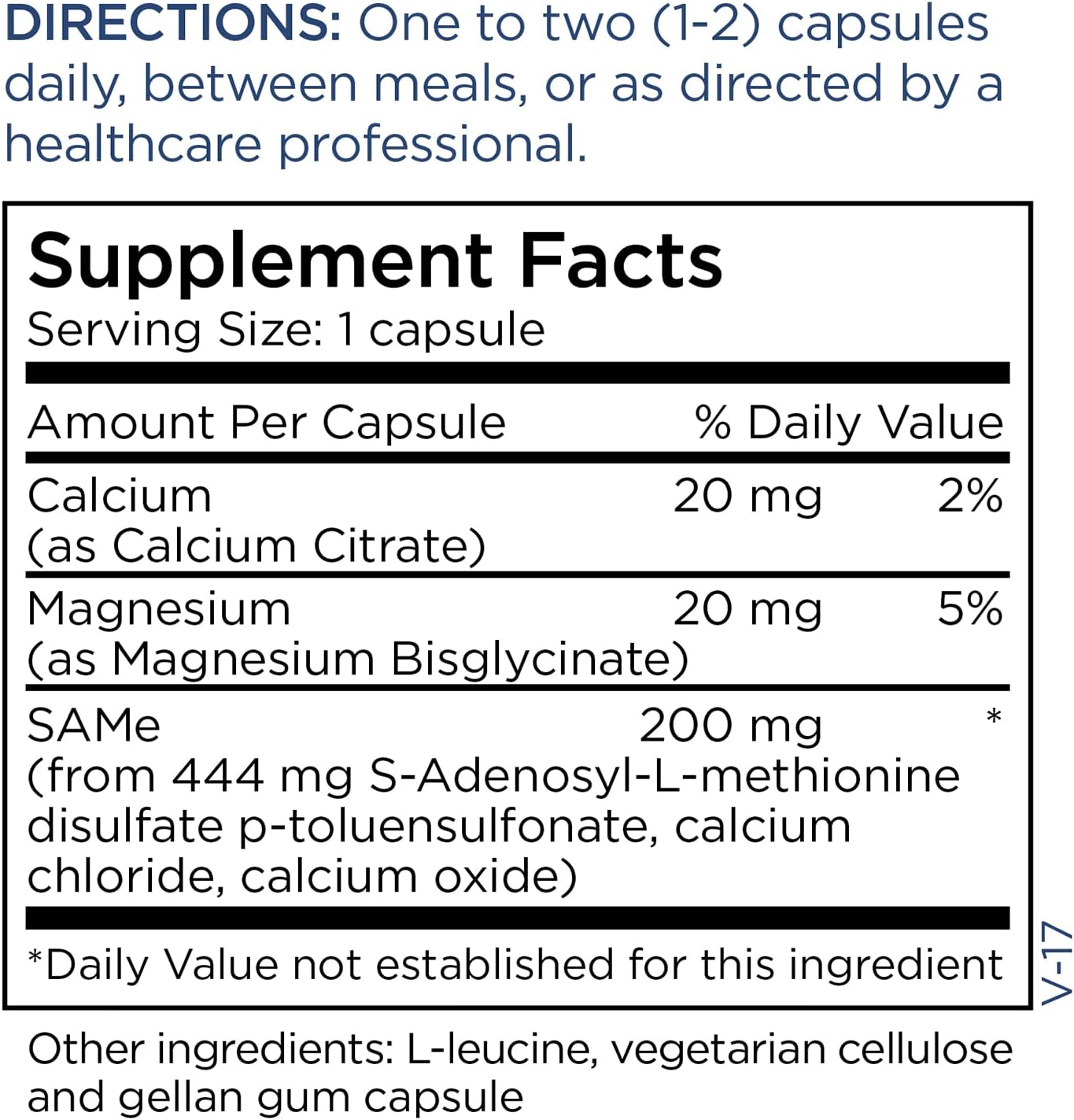 Metabolic Maintenance Same - 200mg S-Adenosyl Methionine SAM-e Supplement Acid-Resistant Capsules with Magnesium - Mood, Joint + Brain Support (60 Capsules)