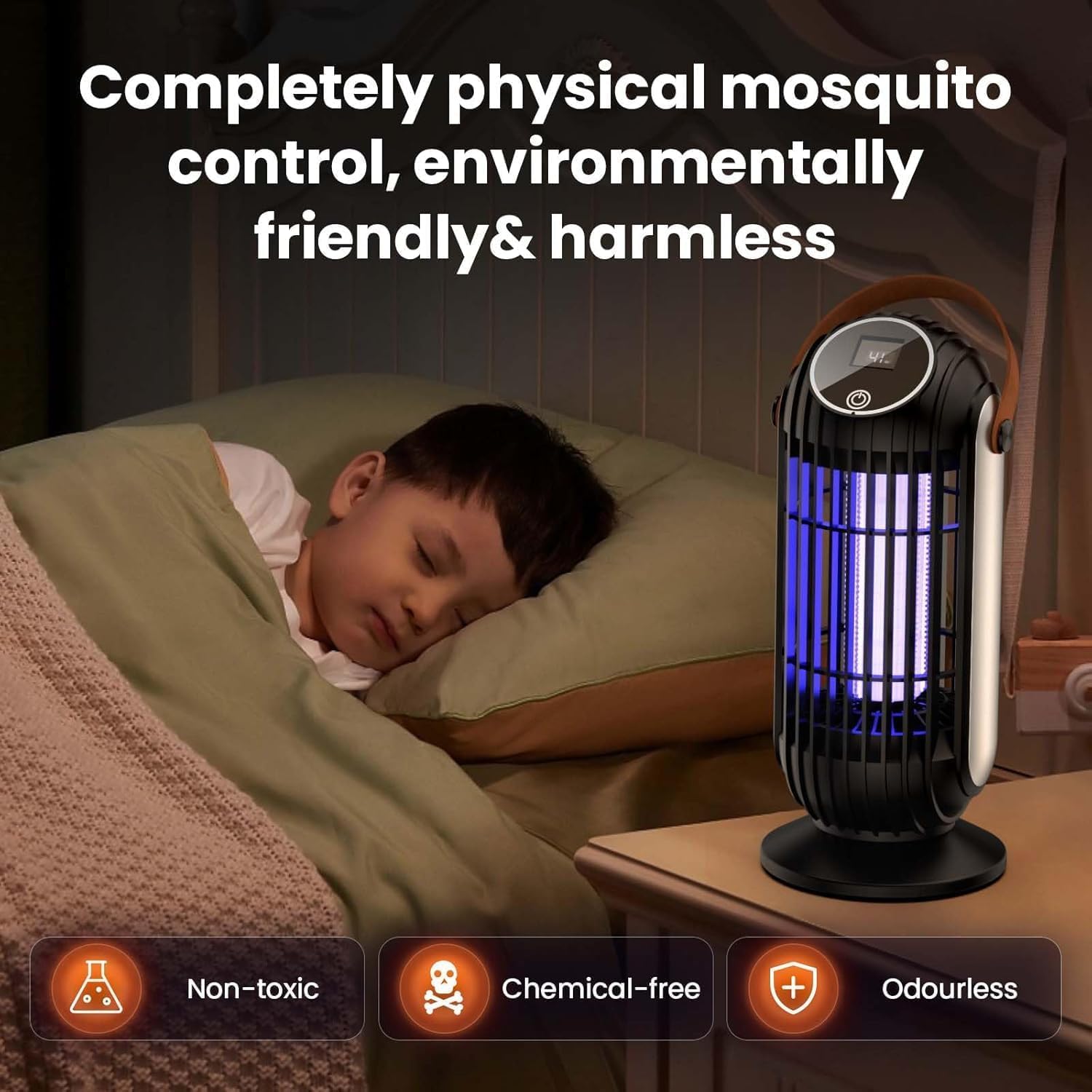 Insektenvernichter Elektrisch, 4 Modi 2000V Mückenfalle, 4000mAh USB Mückenlampe 395nm UV Insektenfalle Insektenlampe Moskito Killer Lampe Elektrische Fliegenfalle Innenbereich für Aussen