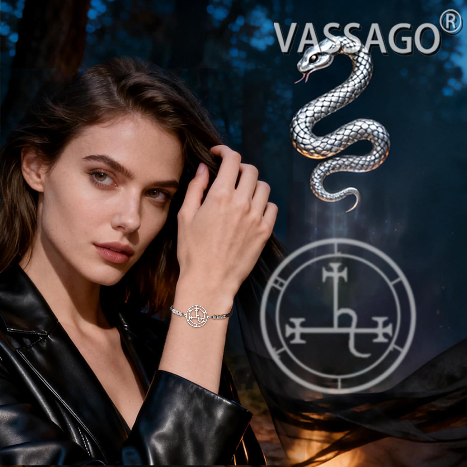 VASSAGO Sigil of Lilith Bracelet Anklet Handmade Adjustable Braided Rope String Bracelets Lilith Goddess Pagan Mythology Witchcraft Gothic Amulet Lucky Jewelry Gift Women Men - Image 2