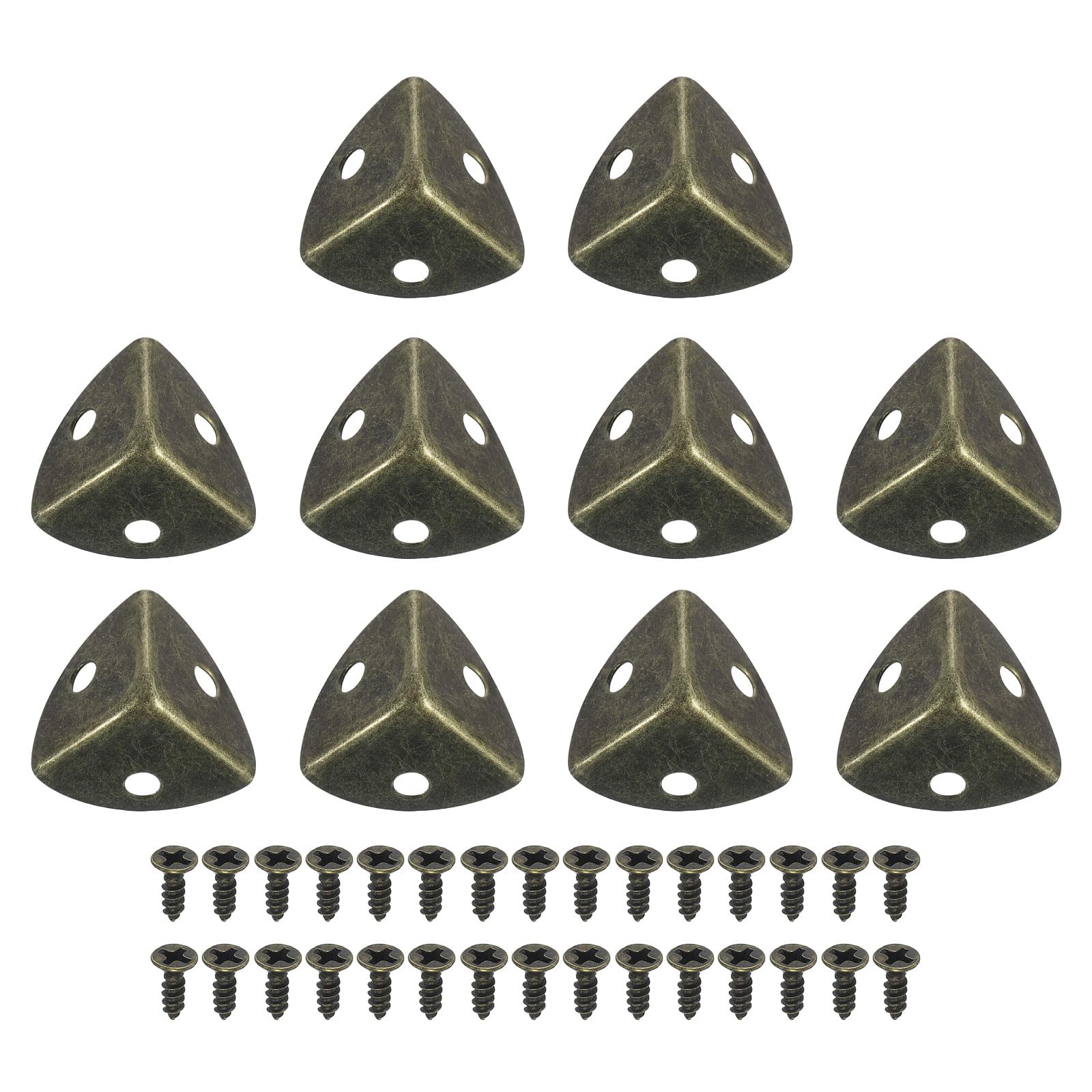QUARKZMAN 30pz Angoli Protettori in Metallo per Scatole 1,18"x0,79" Protezioni Angolari per Tavolo Decorative con Viti Montaggio per Armadietti Portaoggetti Cassapanca Legno, Bronzo