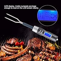 Vista 5 de Tenedor de cocina digital, con pantalla LCD, termómetro digital preestablecido para carne, interruptor de ℃/℉ para carne, barbacoa, tenedor
