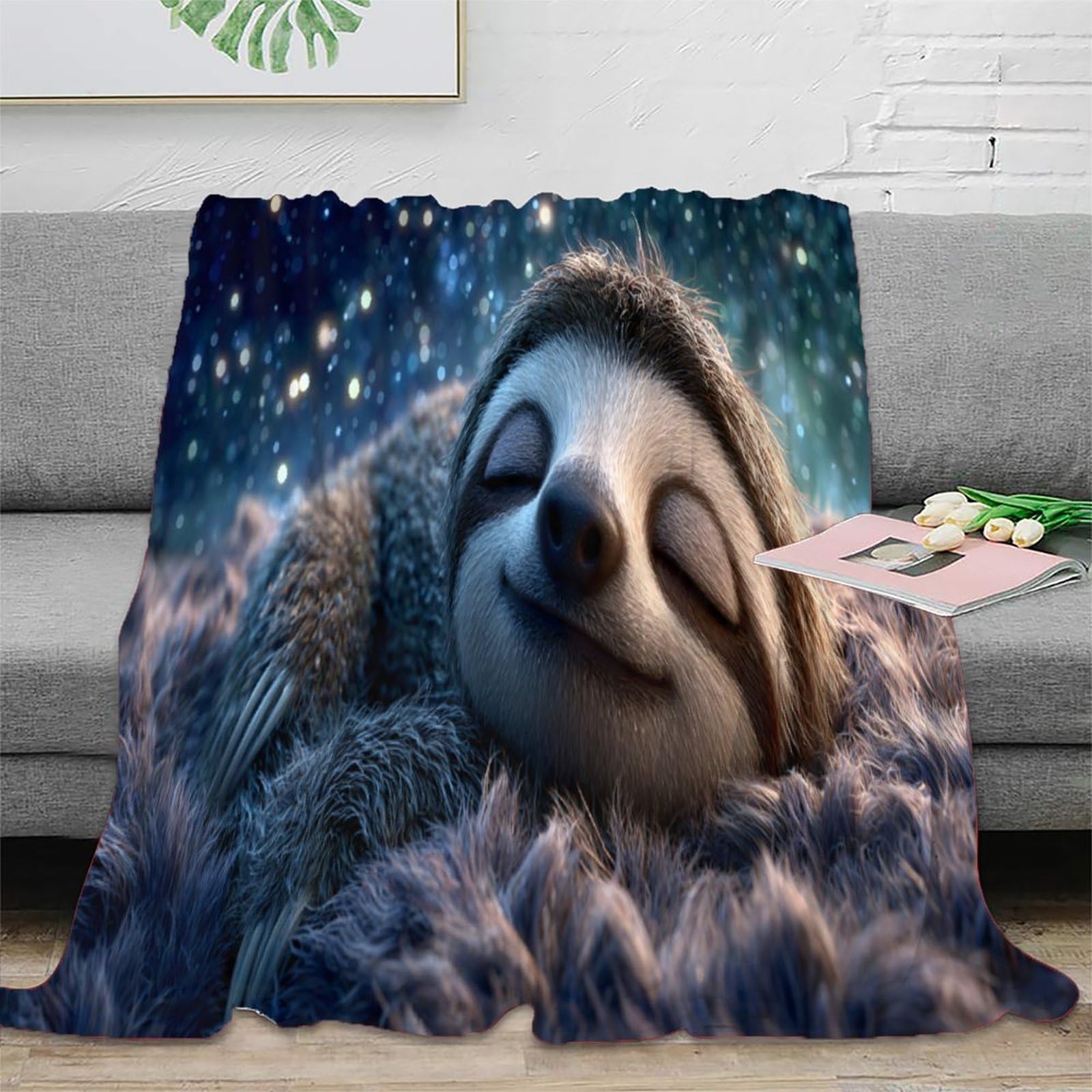 Couverture Sloth 3D 150x200 microfibre chaude jeté de canapé mignon