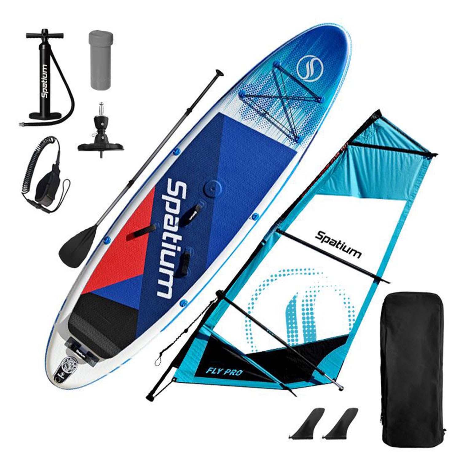 Windsurfing Sail and Surfboard SUP Windsurf Inflatable Paddle Board with Sail?5m² 400 * 185cm Professional Inflatable Windsurfer Board and Sail- Blue Color