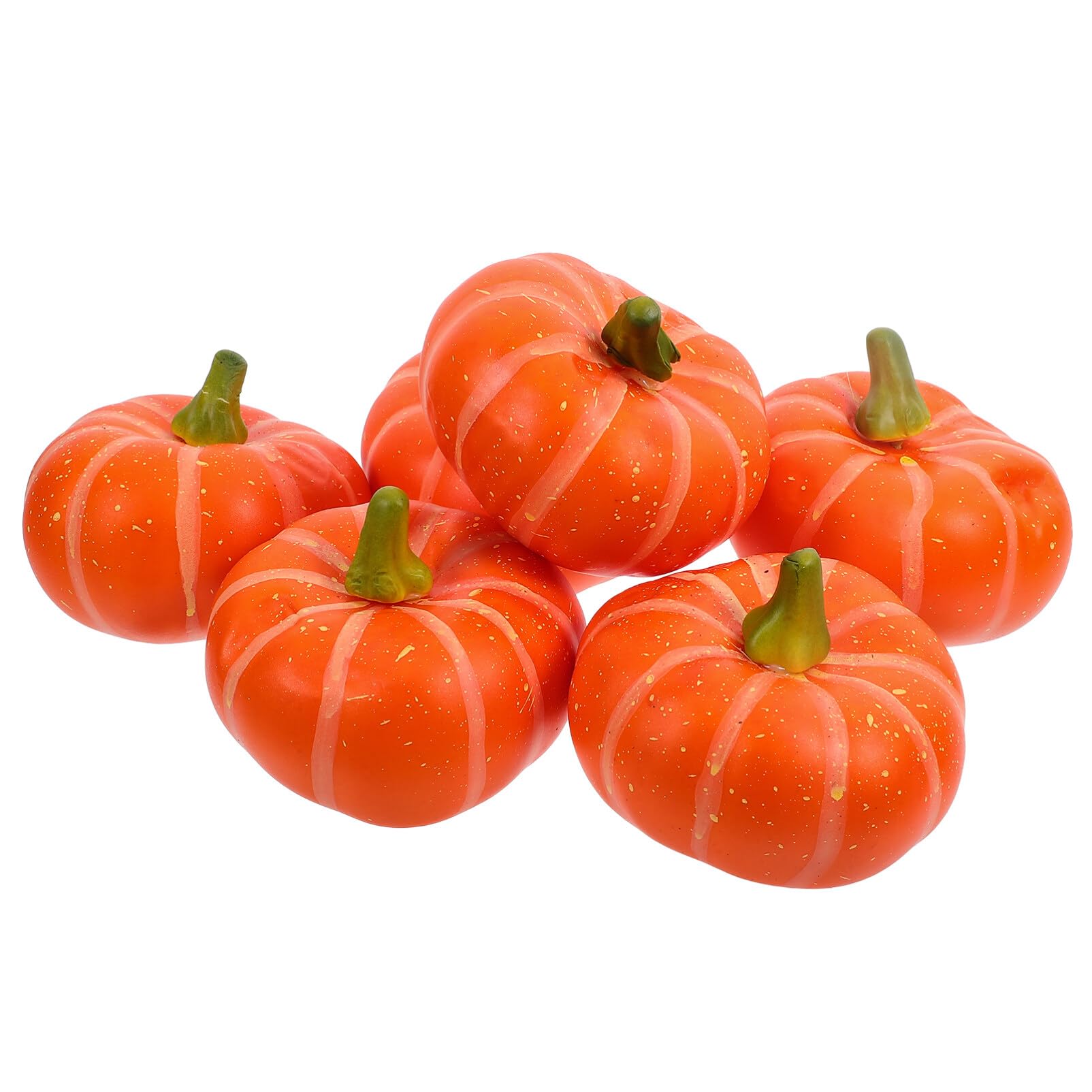 HOLIDYOYO Miniature Pumpkin 6pcs Mini Artificial Pumpkins Halloween Lifelike Fake Fruit Food Ornament for Dollhouse Kitchen Home Decor 9cm