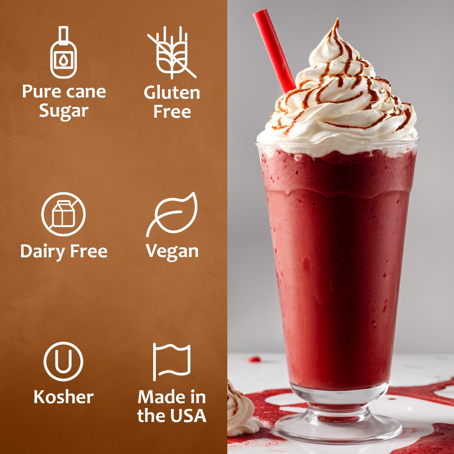 Red Velvet Syrup by Syruvia 6-Pack, 25.4 fl oz, Wholesale Coffee Syrup Shops, Cafes, Baristas, Bistros, & Beverage Bars, Bulk Kosher & Gluten-Free