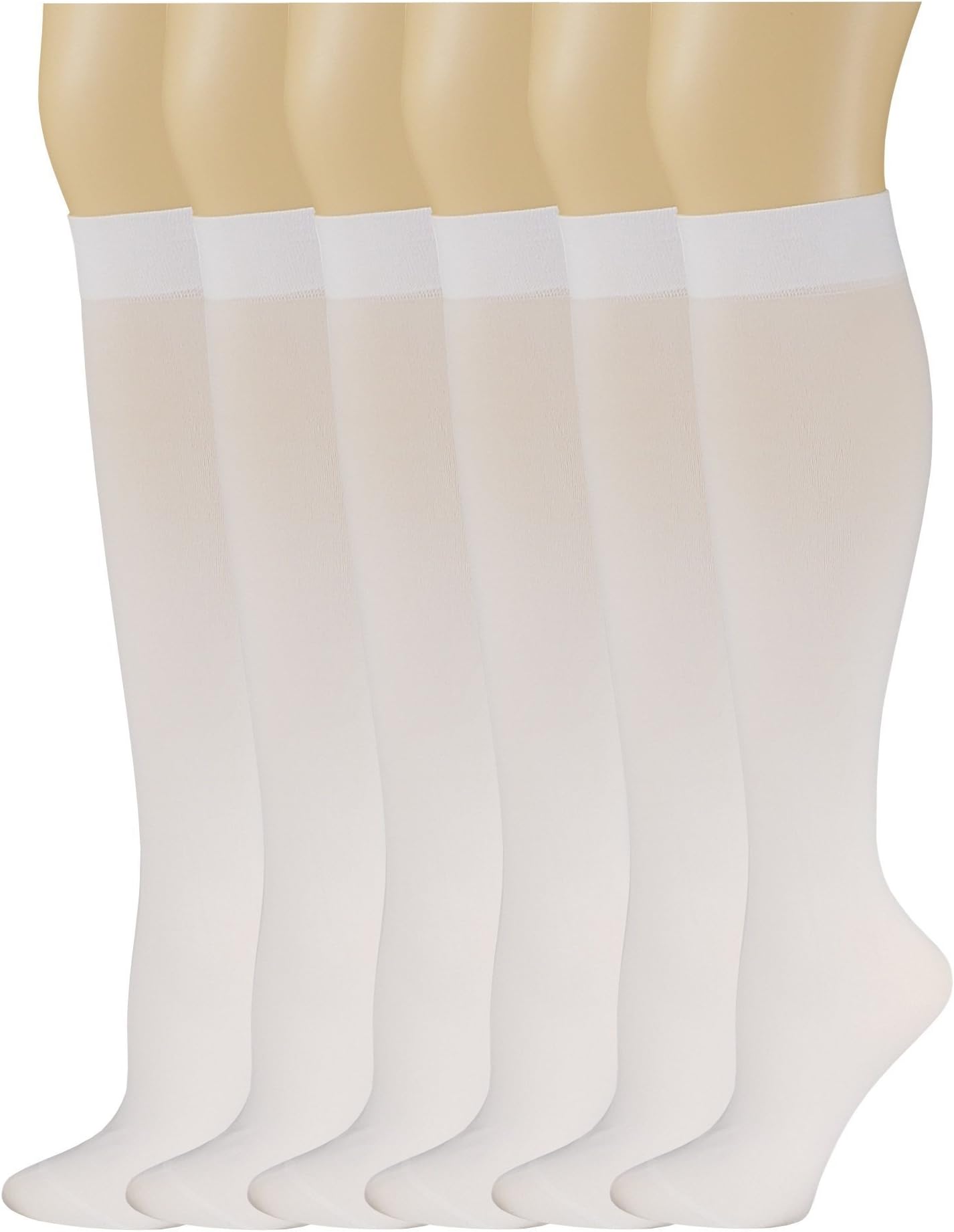 6 Pairs Women Opaque Stretchy Spandex Knee High Trouser Socks