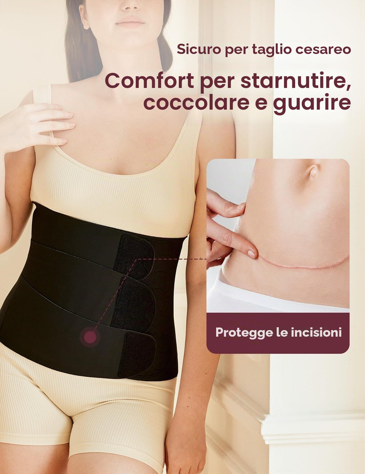Momcozy Ergowrap Cintura Post-Parto, Compressione 3D & Supporto Dorsale per la Rigenerazione Post-Cesare, Fascia Addominale Senza Cuciture per la Vita Quotidiana & lo Sport, Shapewear Postpartum