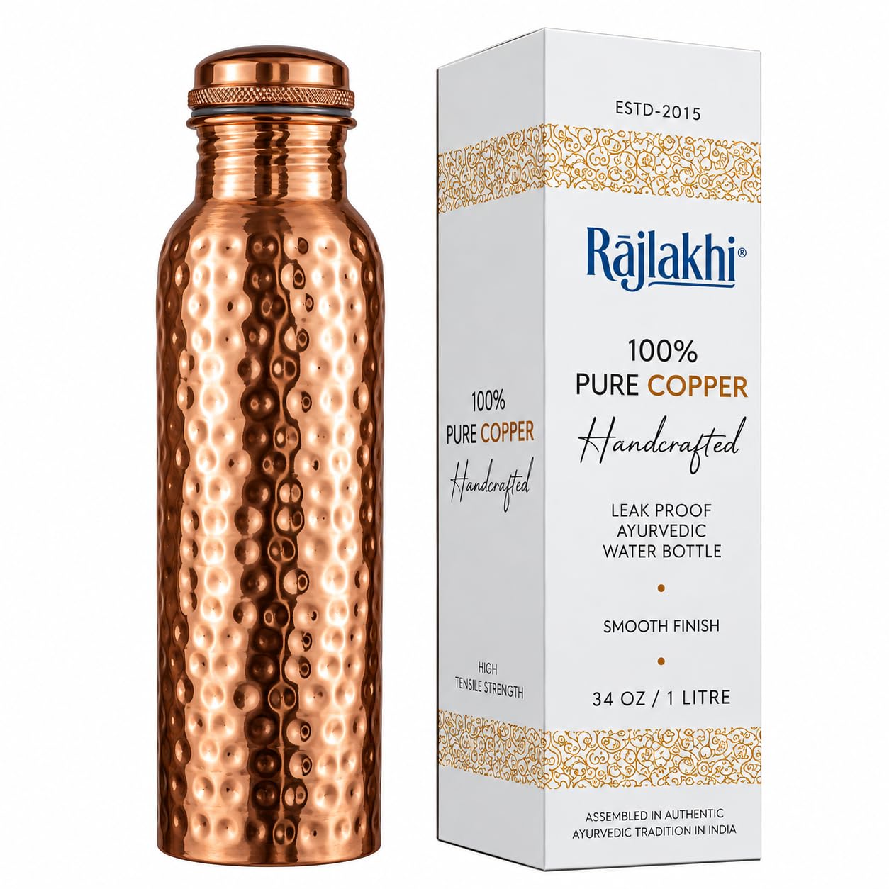 Pure Copper Water Bottle - 1L Ayurvedic Bottle -8 Pure Copper Water Bottle - 1L Ayurvedic Bottle -8