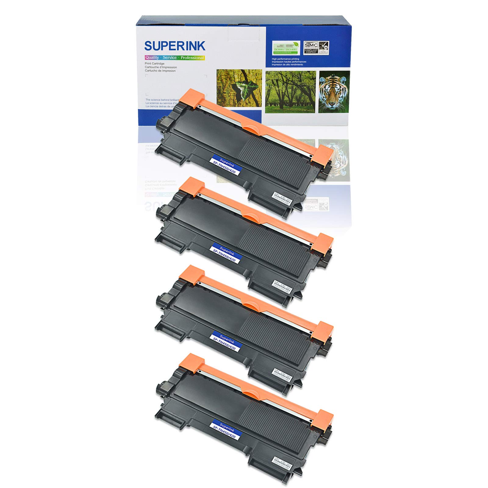 cykapuSuperInk 4PK Black Toner Cartridge Replacement Compatible for Brother TN450 TN-450 TN420 TN-420 for HL-2270DW HL-2280DW HL-2230 HL-2240D HL-2240 MFC-7860DW MFC-7360N MFC-7460DN Printer