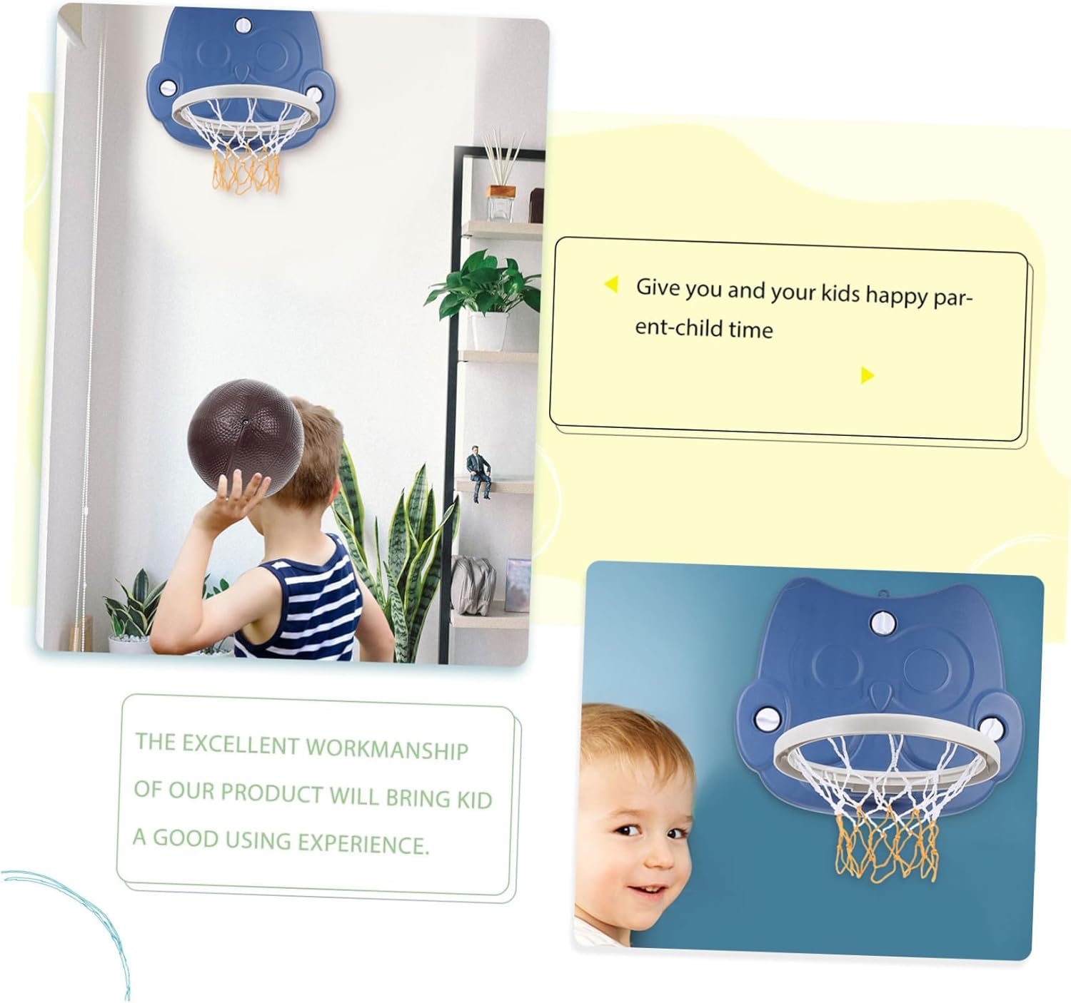 Foldable Owl Pattern Basketball Stand Indoor Outdoor Wall-Mount Basketball Hoop with Hanging Board Easy Installation for Home Garden Office Play and Storage Random Color
