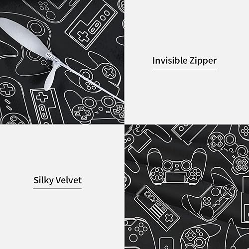 Miniatura 4 de Oplp Juego de 2 fundas de almohada cuadradas para control de videojuegos con fondo negro, para dormitorio, sofá, silla, decoración de 18 x 18