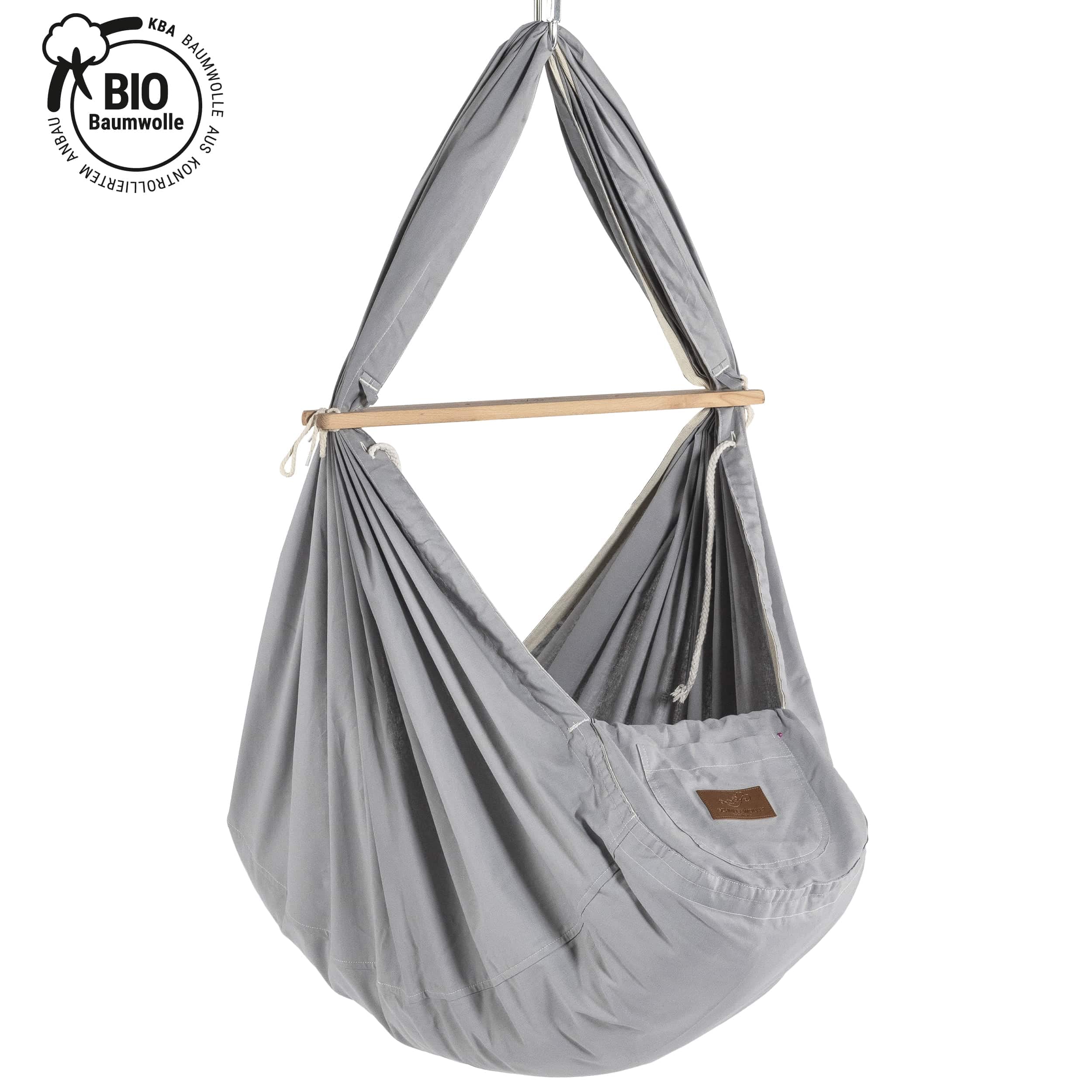 SCHMUSEWOLKE Berceau à ressorts Gris – Ensemble avec cadre en tipi blanc – Hamac pour bébés et tout-petits de la naissance à 3 ans – Coton bio – Avec matelas en laine de mouton