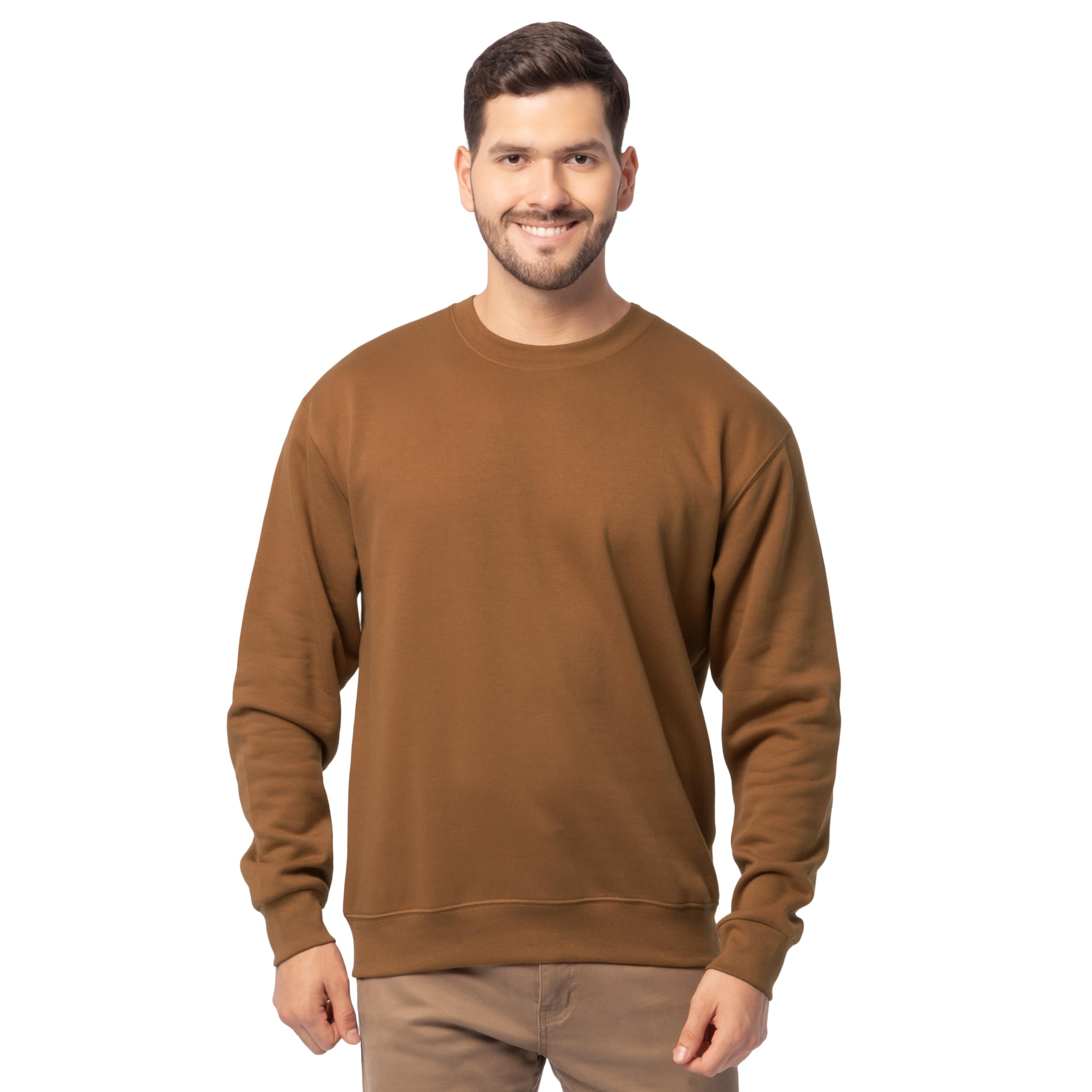 Fruit of the Loom Men's Moisture Wicking Eversoft Fleece Sweatshirt, Golden Pecan, L