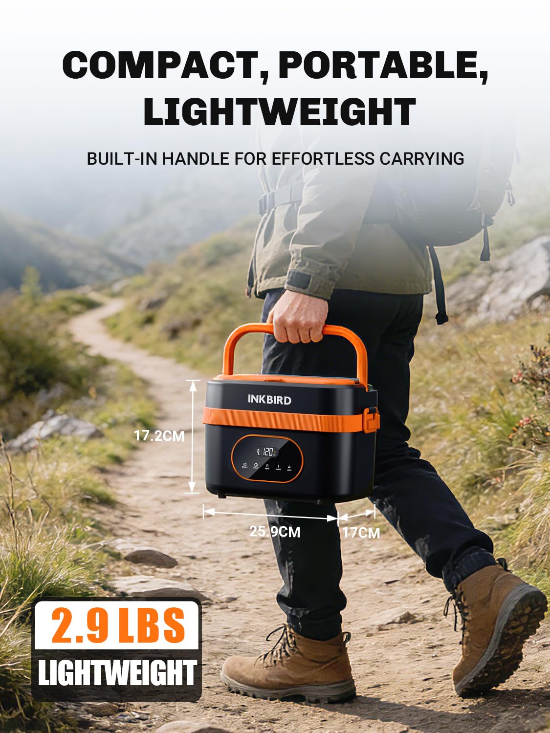 Inkbird Contenitore per il pranzo elettrico, 60 W, con funzione di riscaldamento rapido, ricaricabile, portatile, 1,5 l, a tenuta stagna, riscaldato, per ufficio, camion, esterno