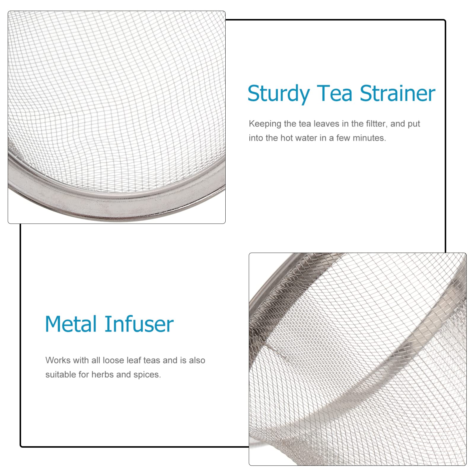 Juego de 8 filtros de té de acero inoxidable de 65 mm para hojas de té y café