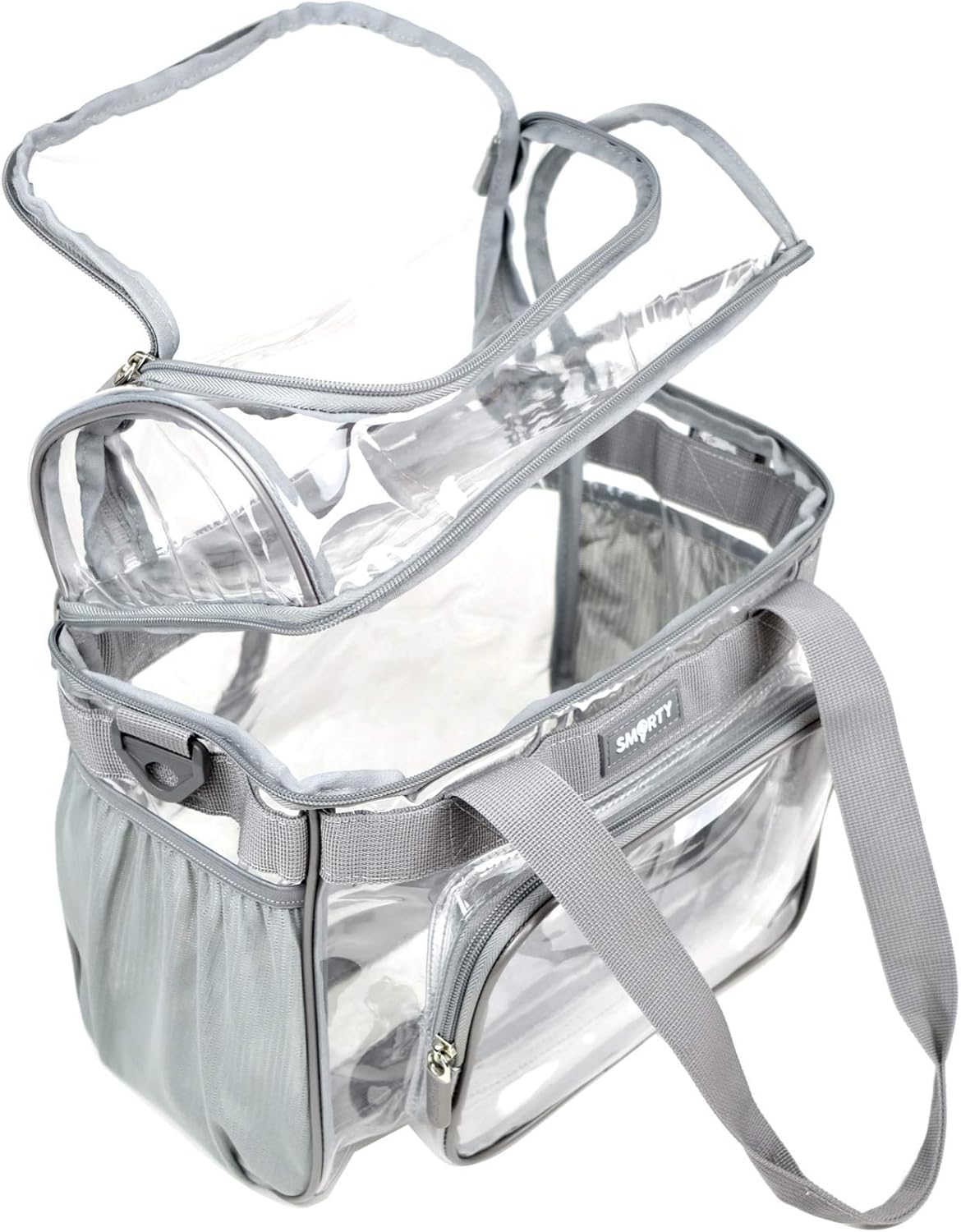 Heavy Duty Clear Lunch Tote Stadium Bag Approved Durable Crossbody Travel Makeup Cosmetic Box for Football Basketball Baseball Games Concerts Work Correctional Officers (Silver Gray, 12 x 6 x 12) - Image 4