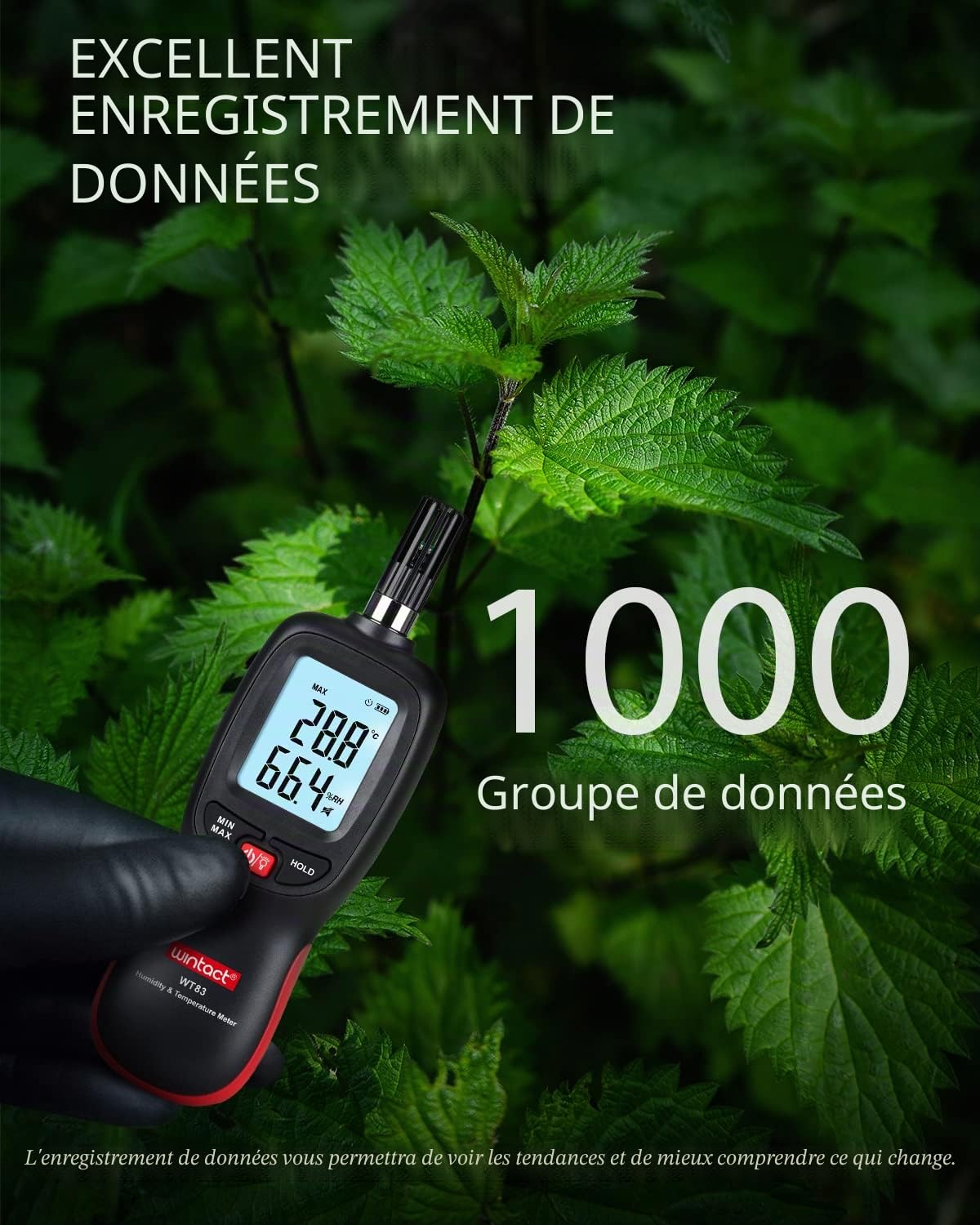 Wintact Testeur Humidité,Thermo hygromètre Thermomètre Numérique Hygromètres Air Température et Humidité Mètres Humidimètre avec Ecran LCD Rétroéclairé