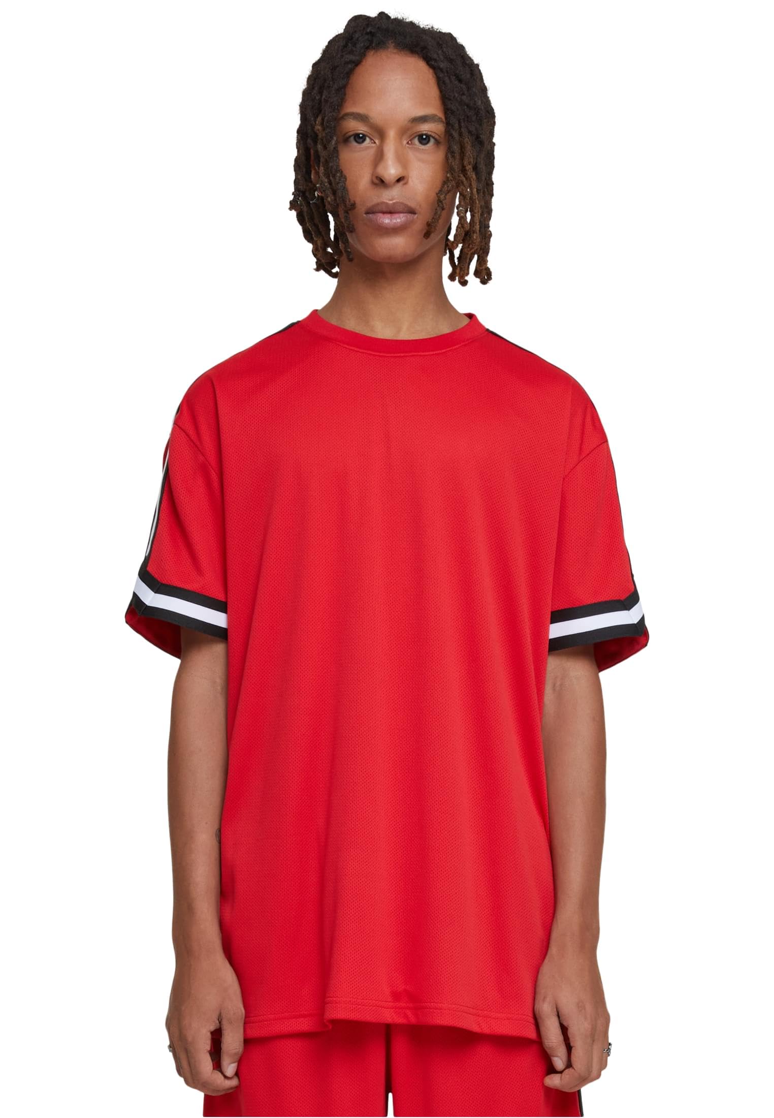 Urban Classics Men's Oversized Stripes Mesh Tee T-Shirt, Cityred, XXL