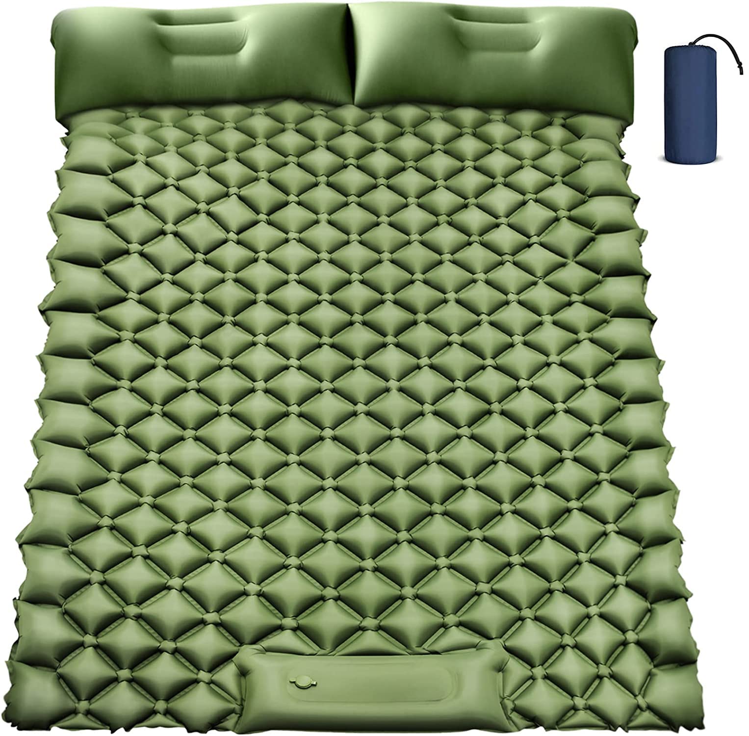 Portable Double Camping Sleeping Pad Waterproof Self Inflatable Sleeping Mat Compact Hiking Pad with Pillow and Earplugs by Mofish, for Hiking Traveling, Extra Thickness 8cm