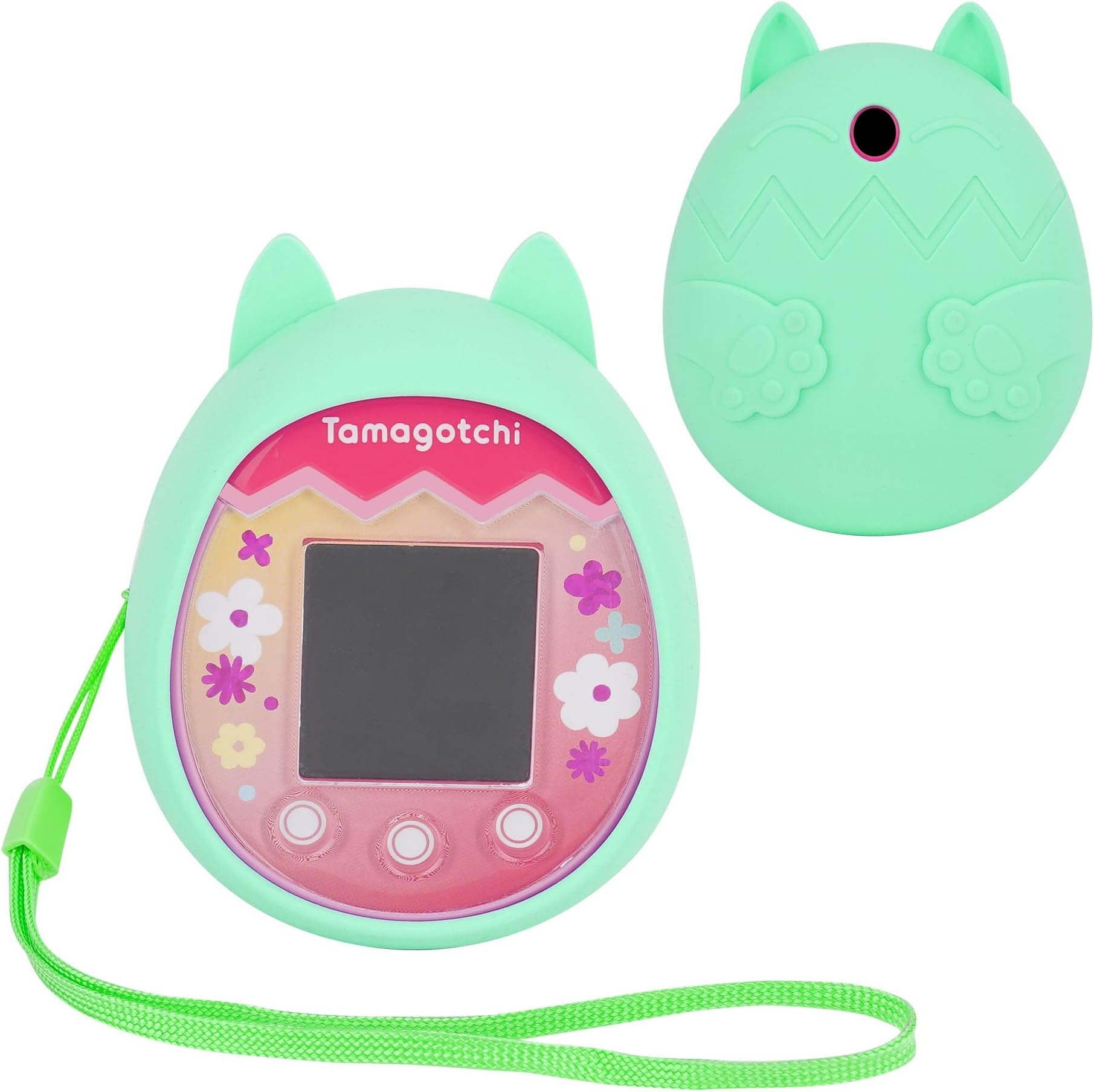 Virtual Pet Game Machine Silicone Case Compatible with Tamagotchi Pix with Hand Strap. (Green)