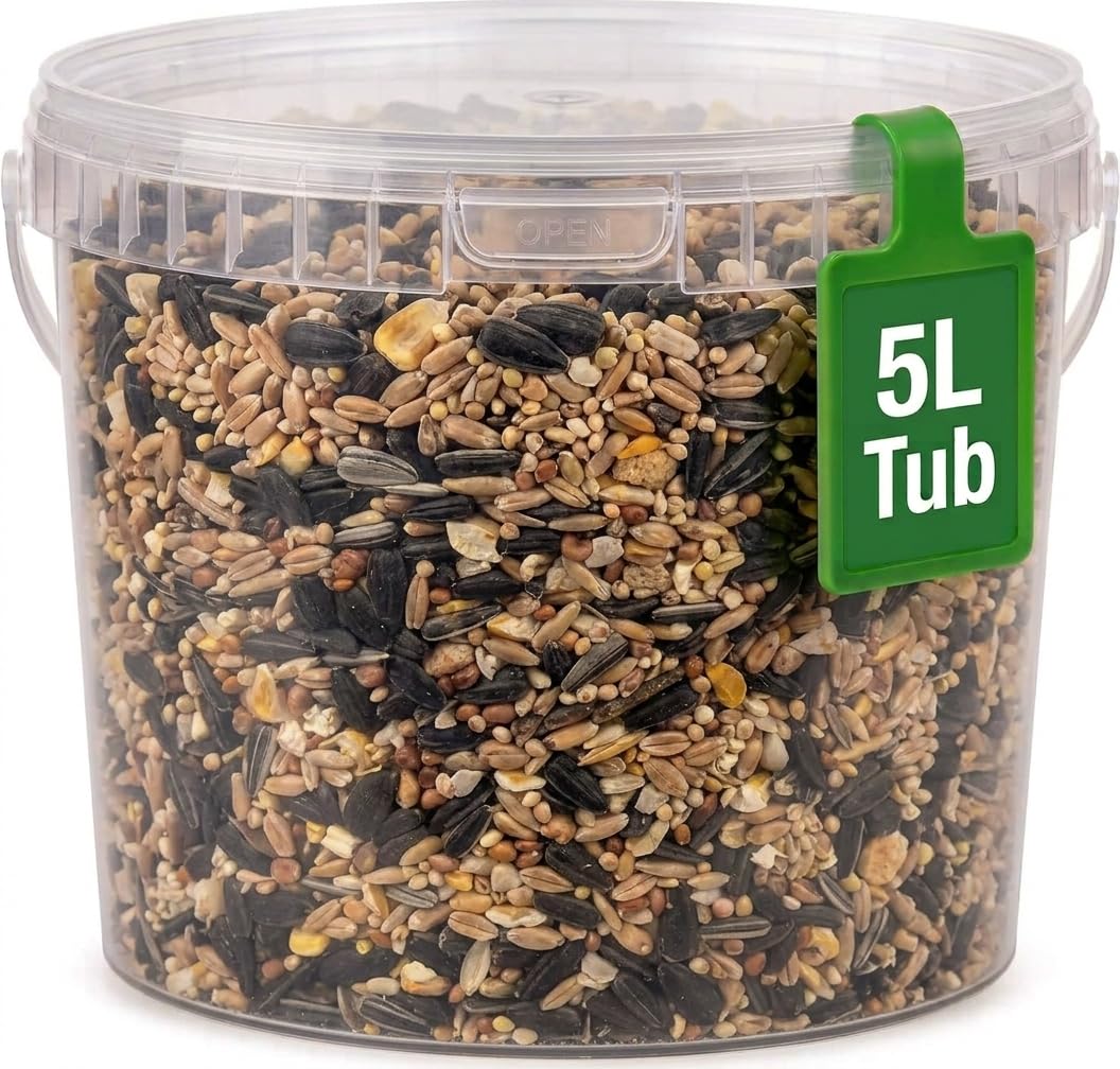 Premium Mix Seed 5L Tub, Wild Bird Seed for Small Garden Birds, Robin Food, Bird Food for Outside Wild Birds