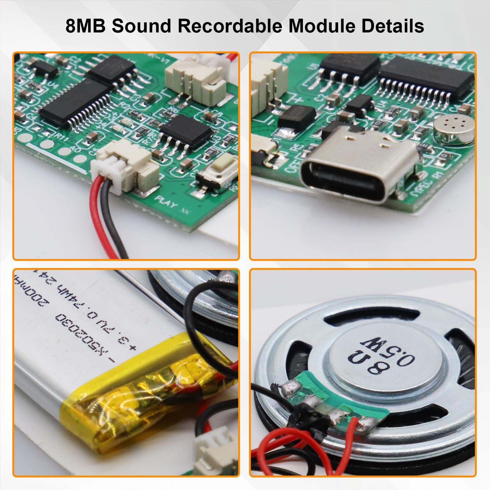 Module de Son MP3 AYWHP Module d'enregistrement Vocal Musical DIY avec Haut Parleur,Batterie pour des Cartes de vœux personnalisées et des Cartes de Bricolage pour Les fêtes
