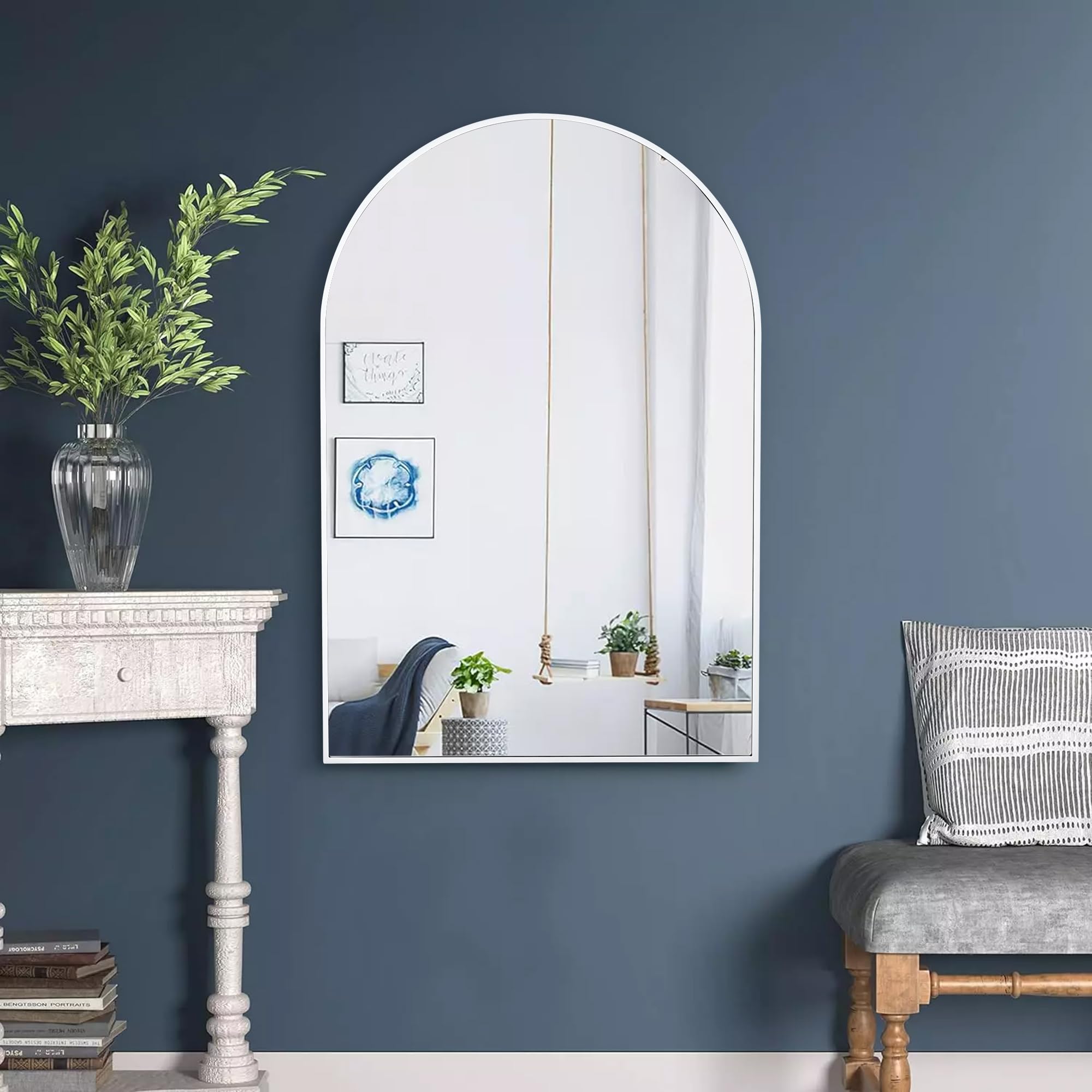 Amazon.co.jp: ホワイト アーチ型バスルームミラー 20x30インチ、浴室