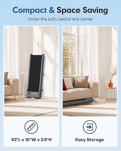 Miniatura 6 de Walking Pad Treadmill, Walking Pad with Incline, Voice Controlled Smart Under Desk Treadmill Works with ZWIFT KINOMAP WELLFIT Apps, 300+LB Capacity