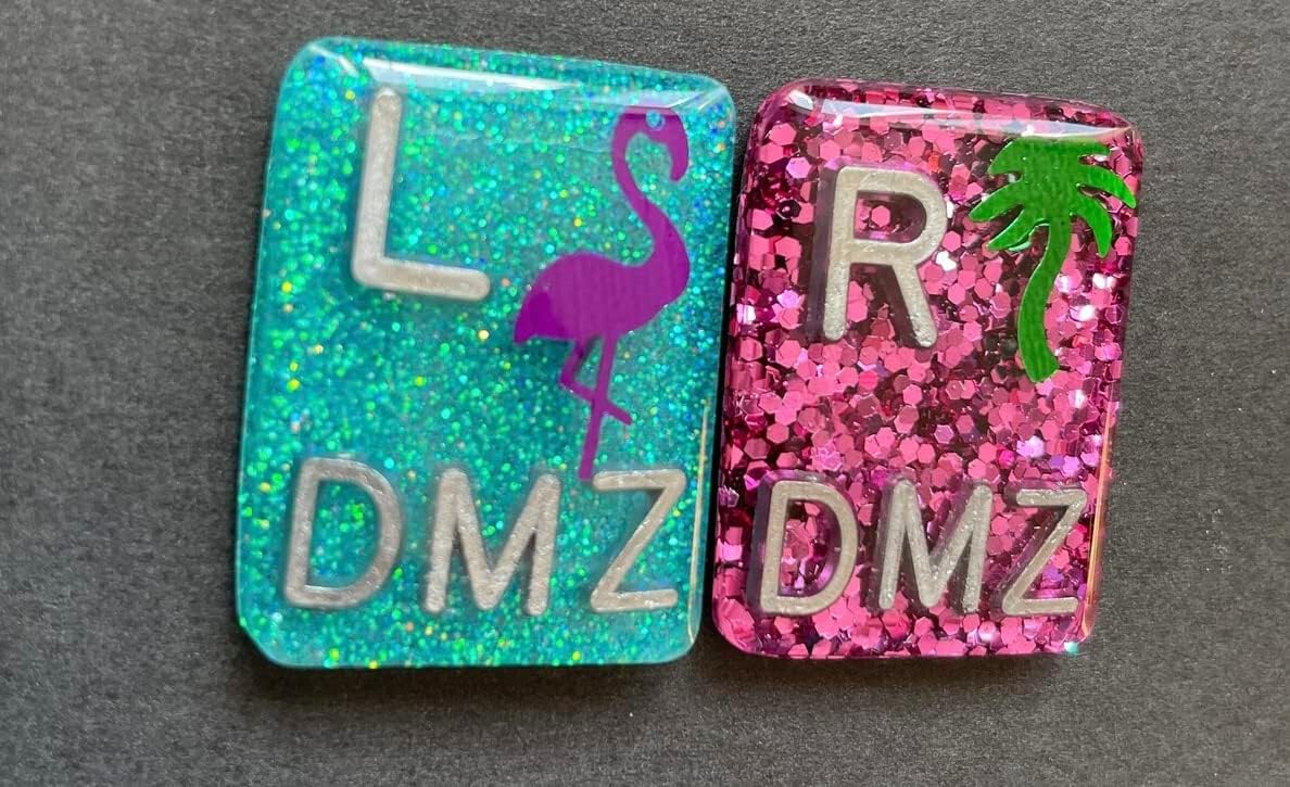 Flamingo and Palm Tree Xray Markers, With 2 or 3 Initials, Rectangle, Glitter