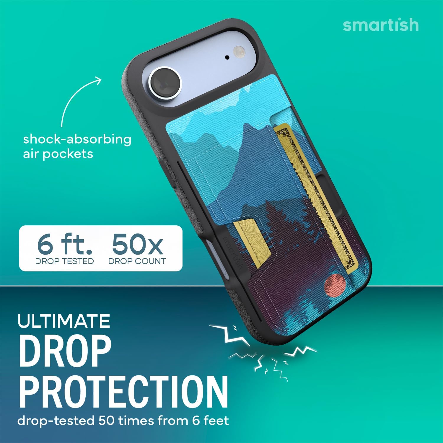 Smartish® iPhoneAir Wallet Case - Wallet Slayer Vol. 2 [Slim + Protective] Credit Card Holder w/Kickstand - Drop Tested Hidden Card Slot Cover for Apple iPhoneAir - Moving Mountains