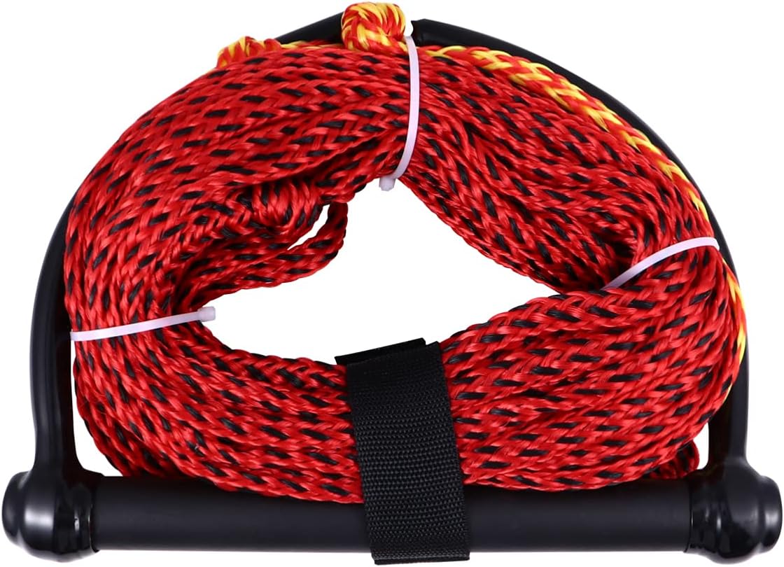 FAVOMOTO Watersports Kneeboard Rope Comfortable Handle Black Towing Tube Rope for Wakeboarding Skiing and Tubing High Abrasion Resistance and Uv Protection for and Knee Boarding