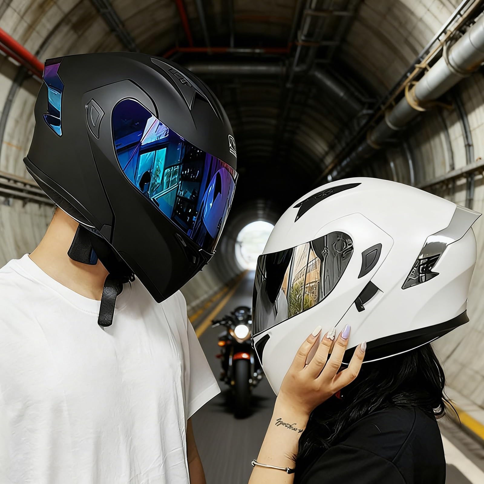 Modułowy Kask Motocyklowy – Integralny Z Klapą I Podwójną Soczewką, Z Certyfikatem DOT/ECE, Z Ochronną Czapką Antypyłową, Dorośli Unisex – Pasuje Do Motocykli Off-road