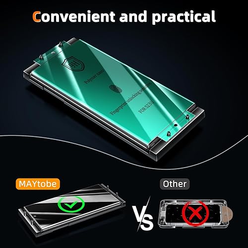 Miniatura 5 de MAYtobe Paquete de 2 protectores de pantalla para Samsung Galaxy S23 Ultra película de cerámica con bandeja de instalación, fácil instalación, curva