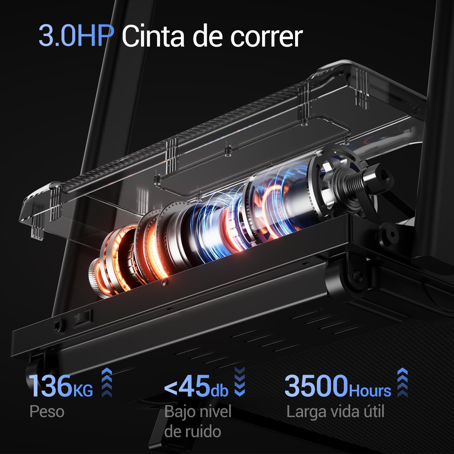 UMAY Cinta de Correr Plegable con Inclinación | Cinta de Andar Plegable,Caminadora Electrica Para Casa Equipado con un Motor de 3,0 CV y Pantalla LED,136KG