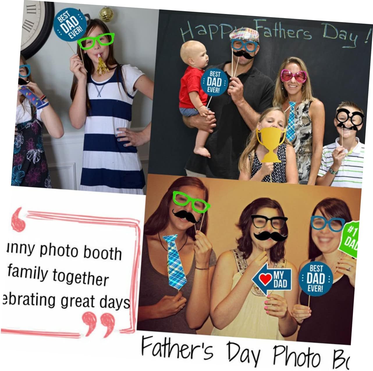 Funny Photo Booth Props for Dad 15pcs/Set Novelty Father's Day for Party Decorations