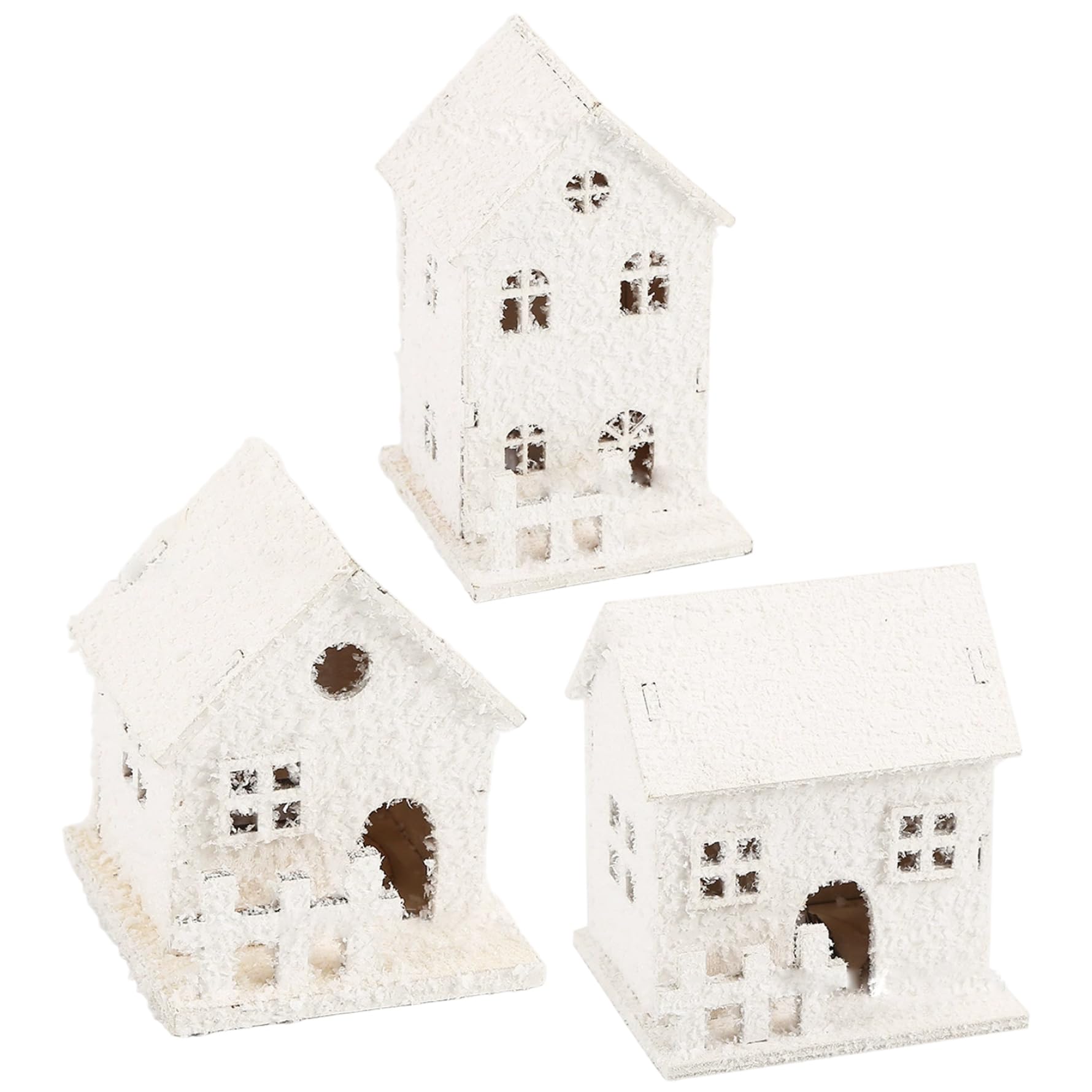 Village de Noël en bois blanc LED idéal pour illuminer votre manteau de cheminée