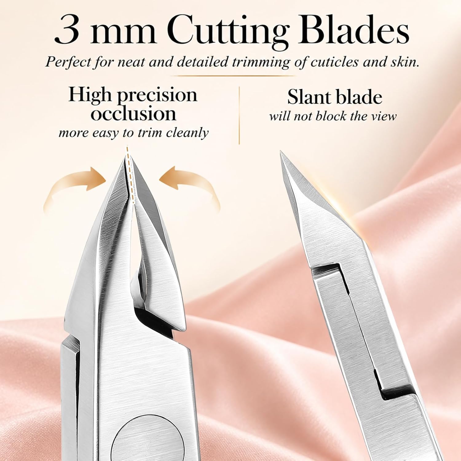 Lothee 2 Pcs Russian Cuticle Scissor Professional 3 mm Cuticle Trimmer 100 Self Sealing Sterilization Pouch Precision Stainless Steel Manicure Trimmer Kit for Pedicure Salon Home Gift(Pink)