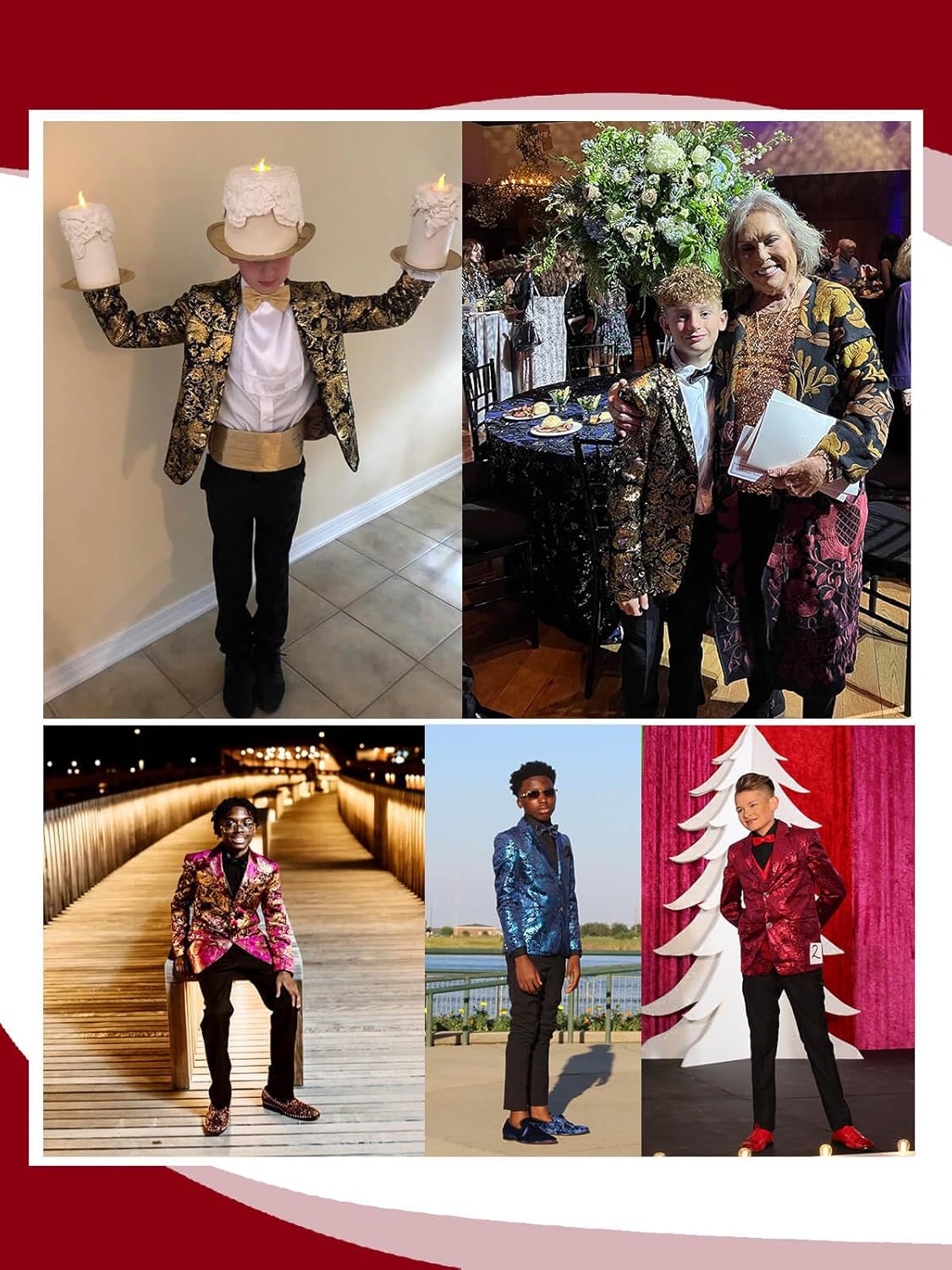 Boys Jacquard Suits Slim Fit Tuxedo Suit Notch Lapel 2 Pieces Suit Set Jacket Pants for Party Formal Wear - Image 7